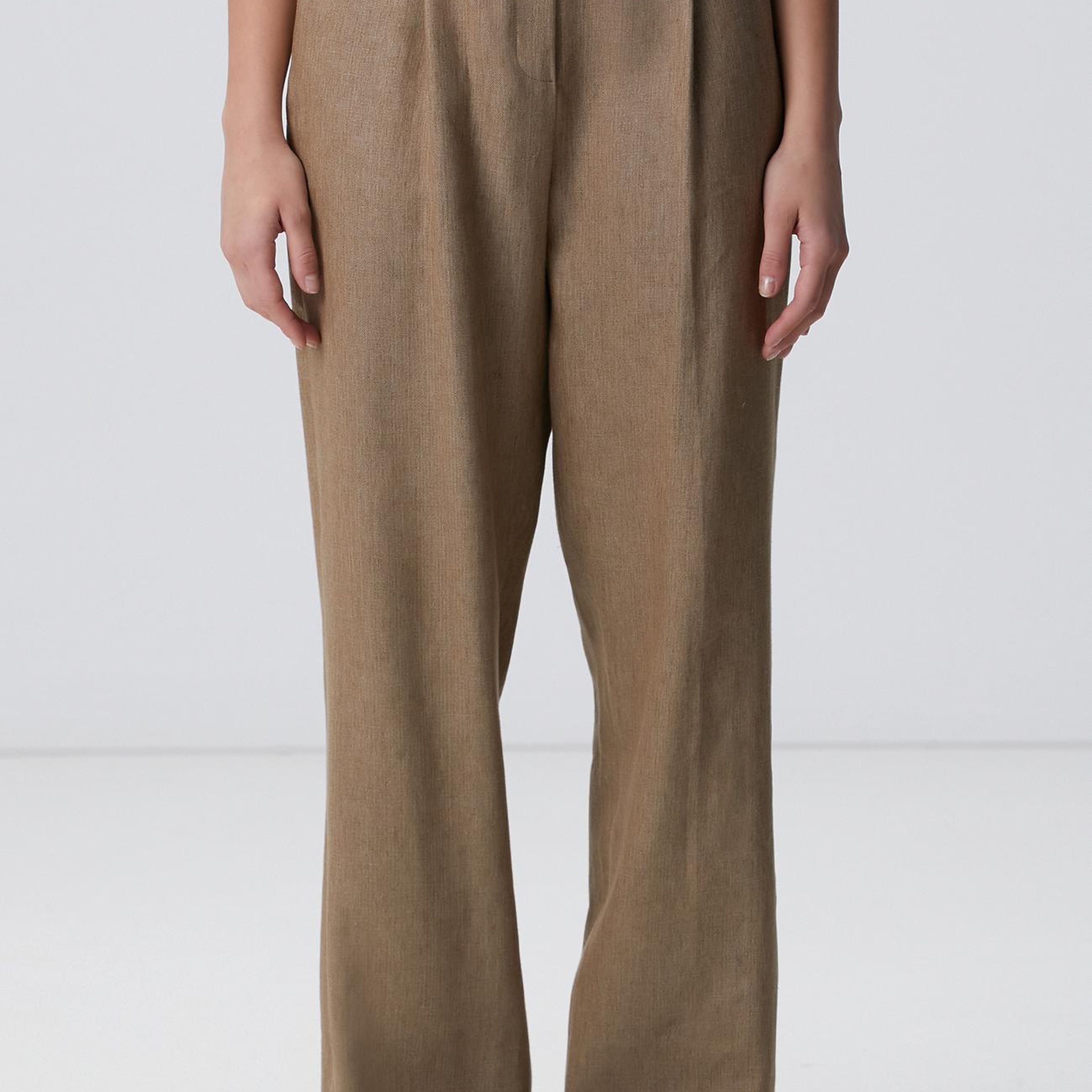 Network Kadın Vizon Melanj Keten Karışımlı Pantolon