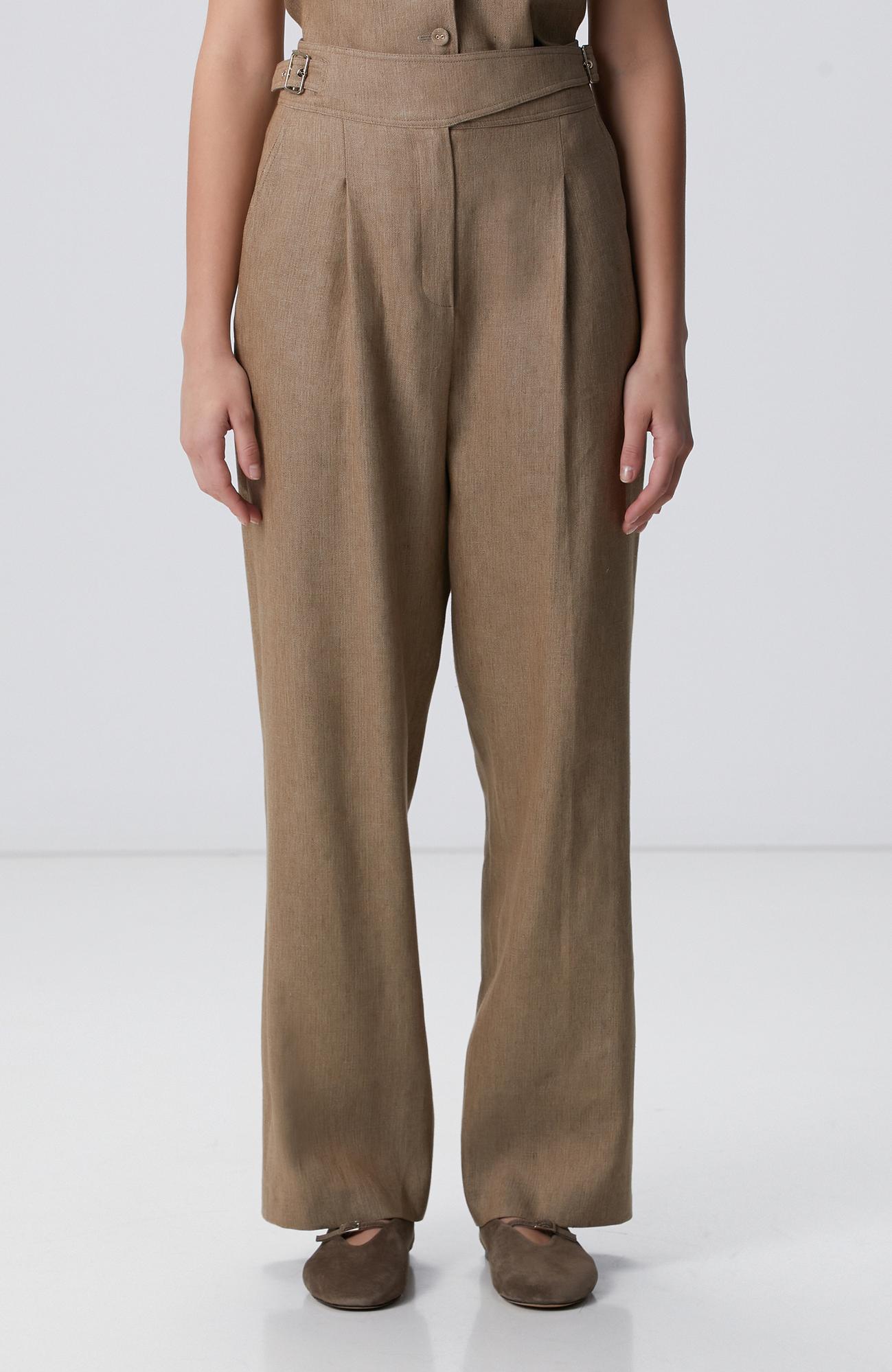 Network Kadın Vizon Melanj Keten Karışımlı Pantolon