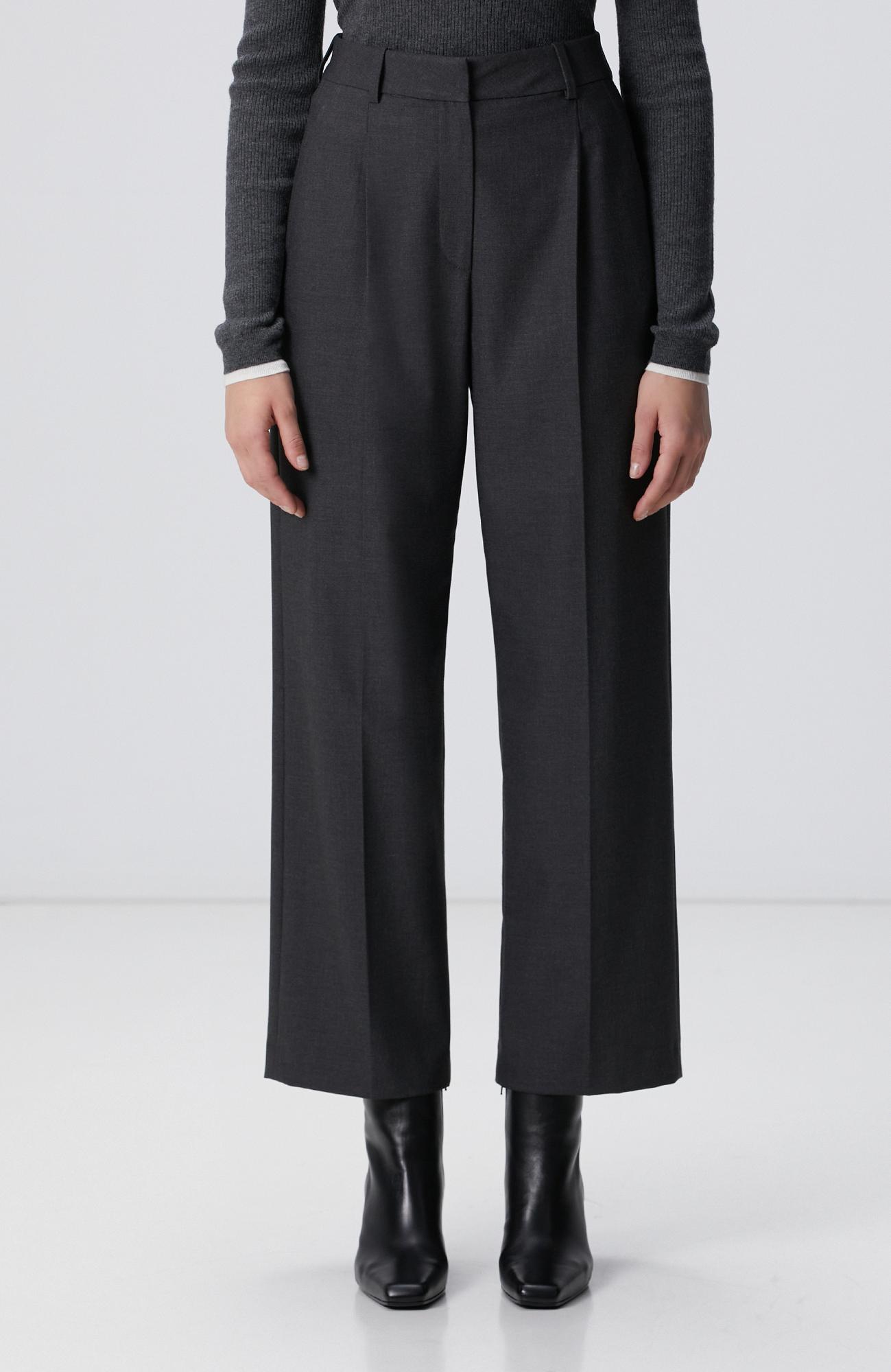 Network Kadın Koyu Gri Pileli Yüksek Bel Pantolon