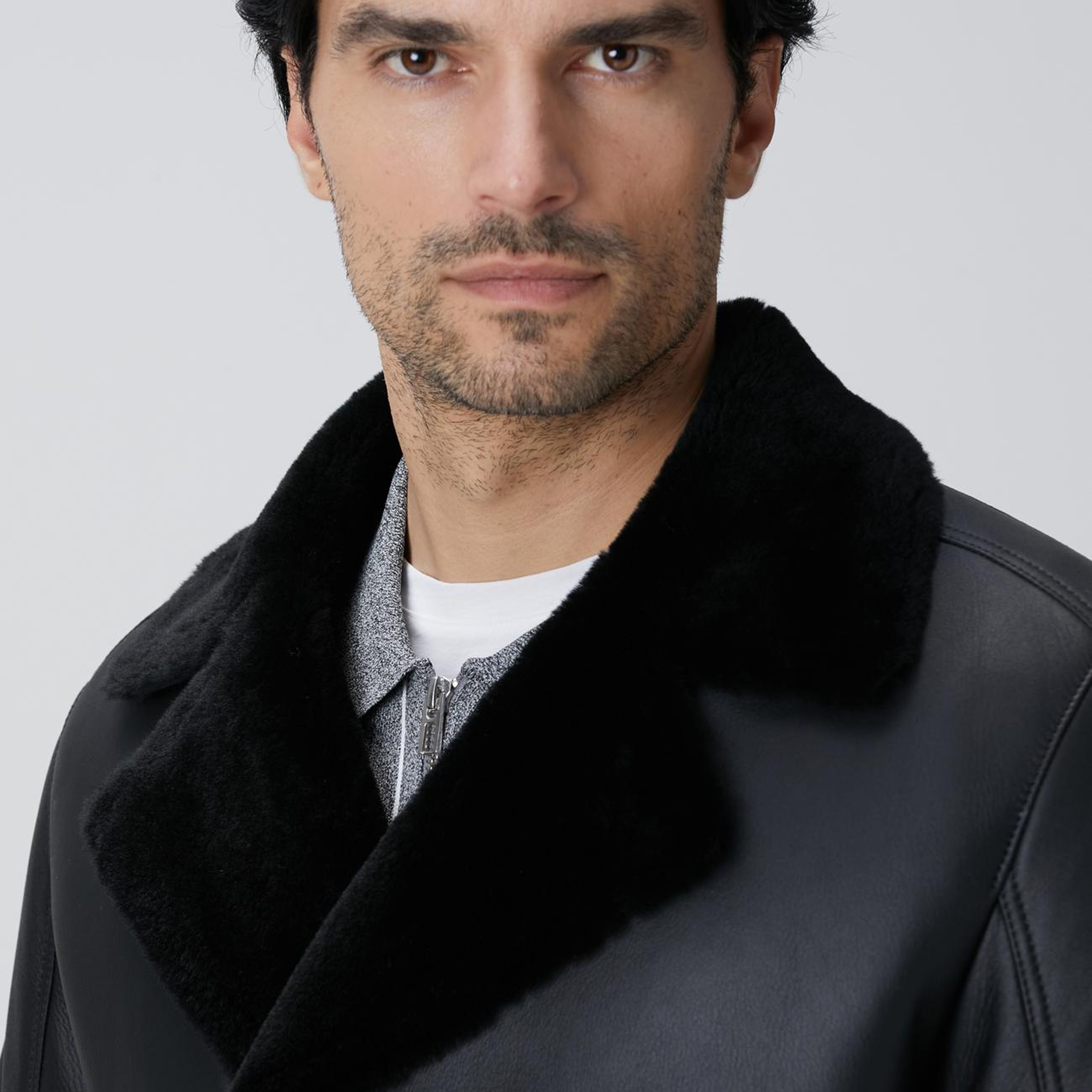 Network Erkek Limited Siyah Kruvaze Yaka Deri Kaban