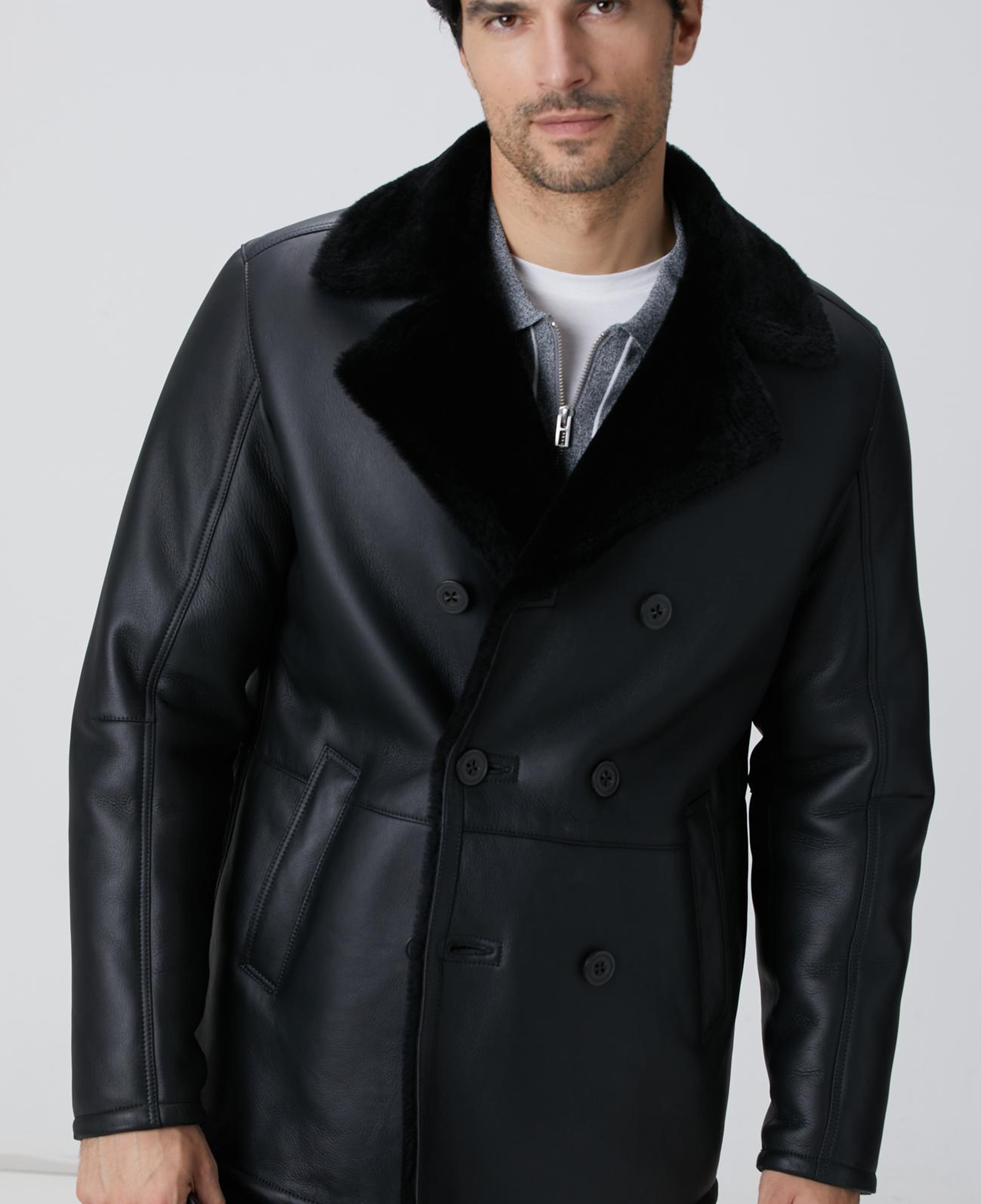 Network Erkek Limited Siyah Kruvaze Yaka Deri Kaban