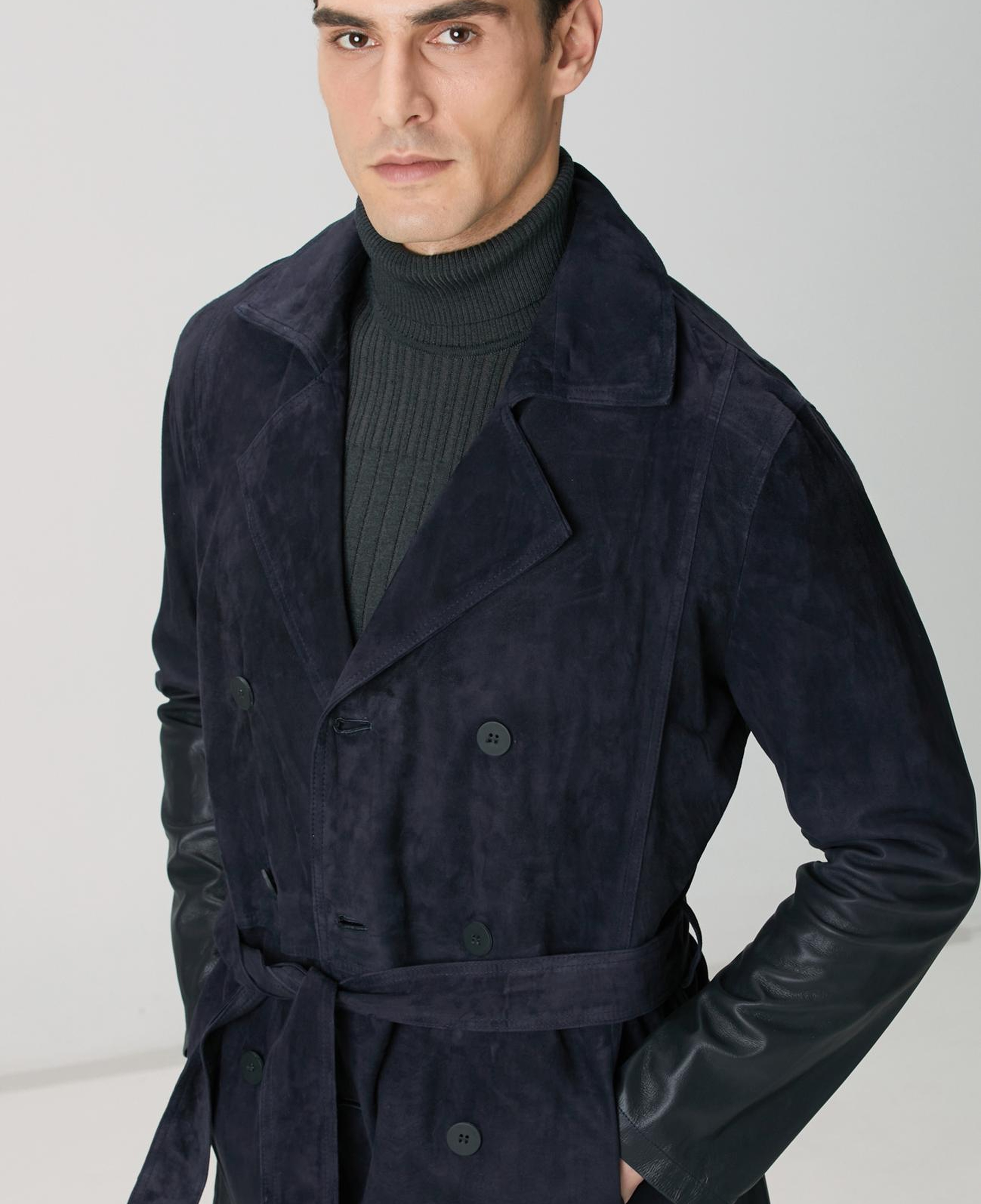 Network Erkek Limited Lacivert Degrade Süet Pardesü