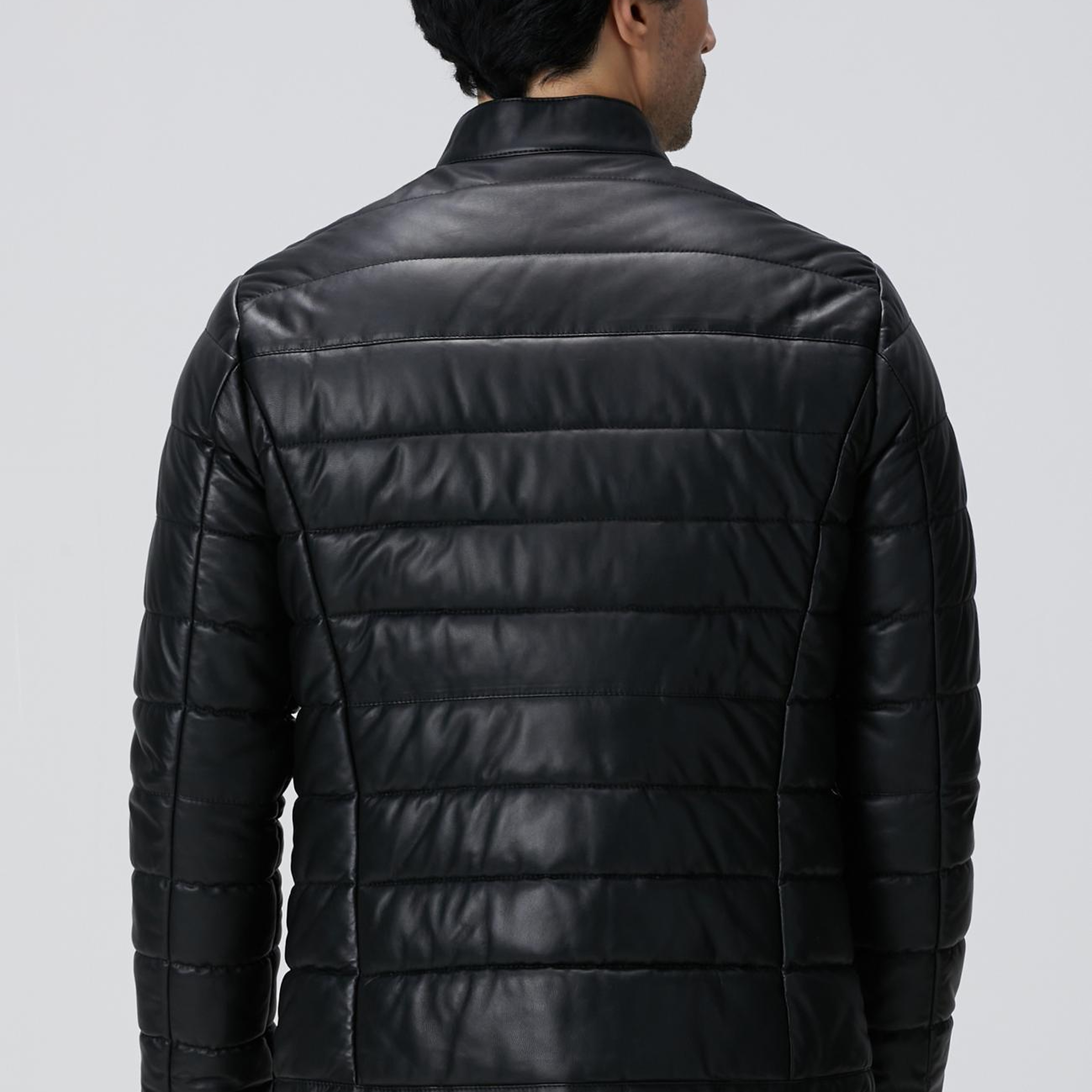 Network Erkek Siyah Kapitoneli Deri Mont