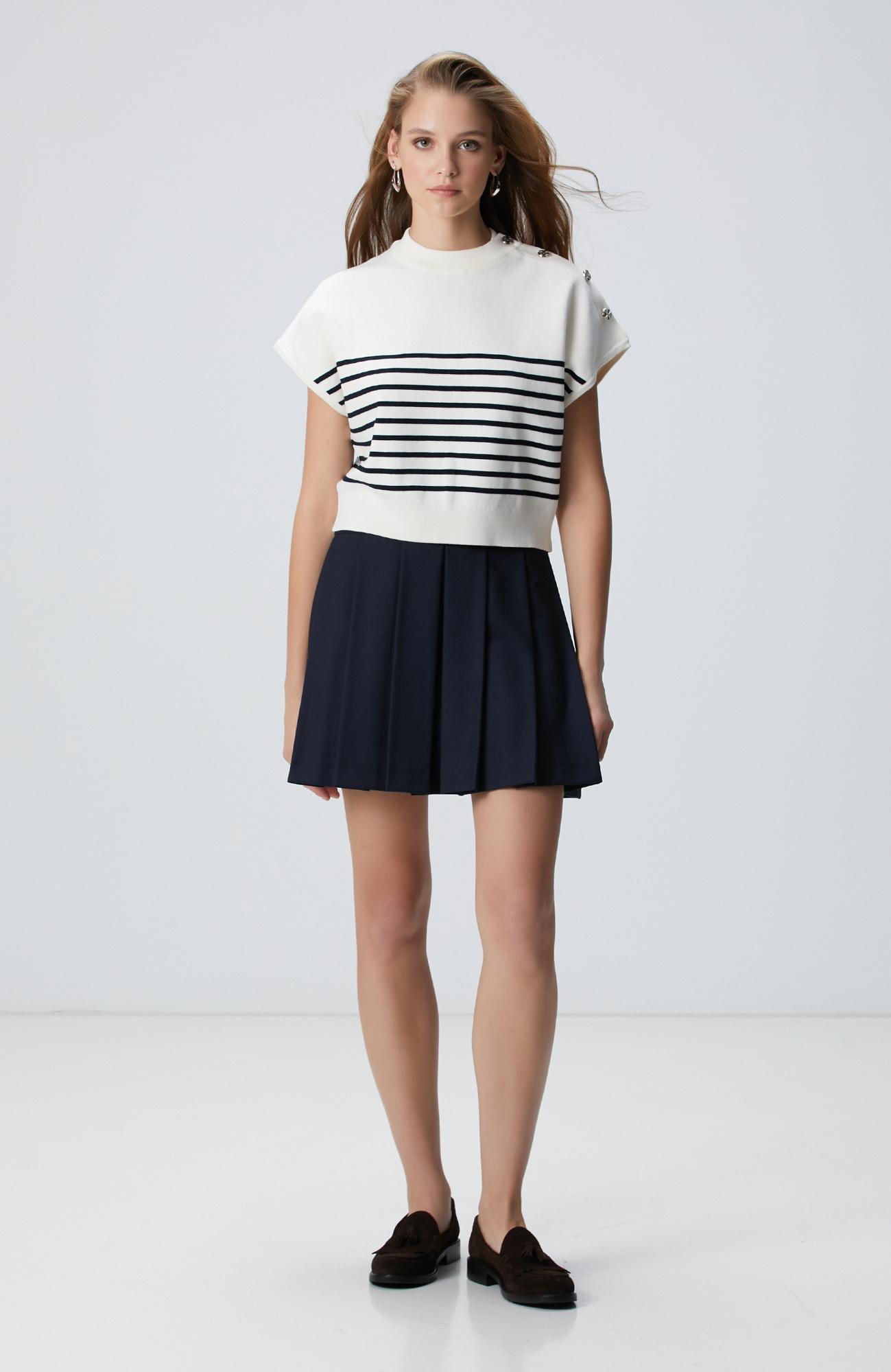 Network Kadın Beyaz Çizgili Kazak