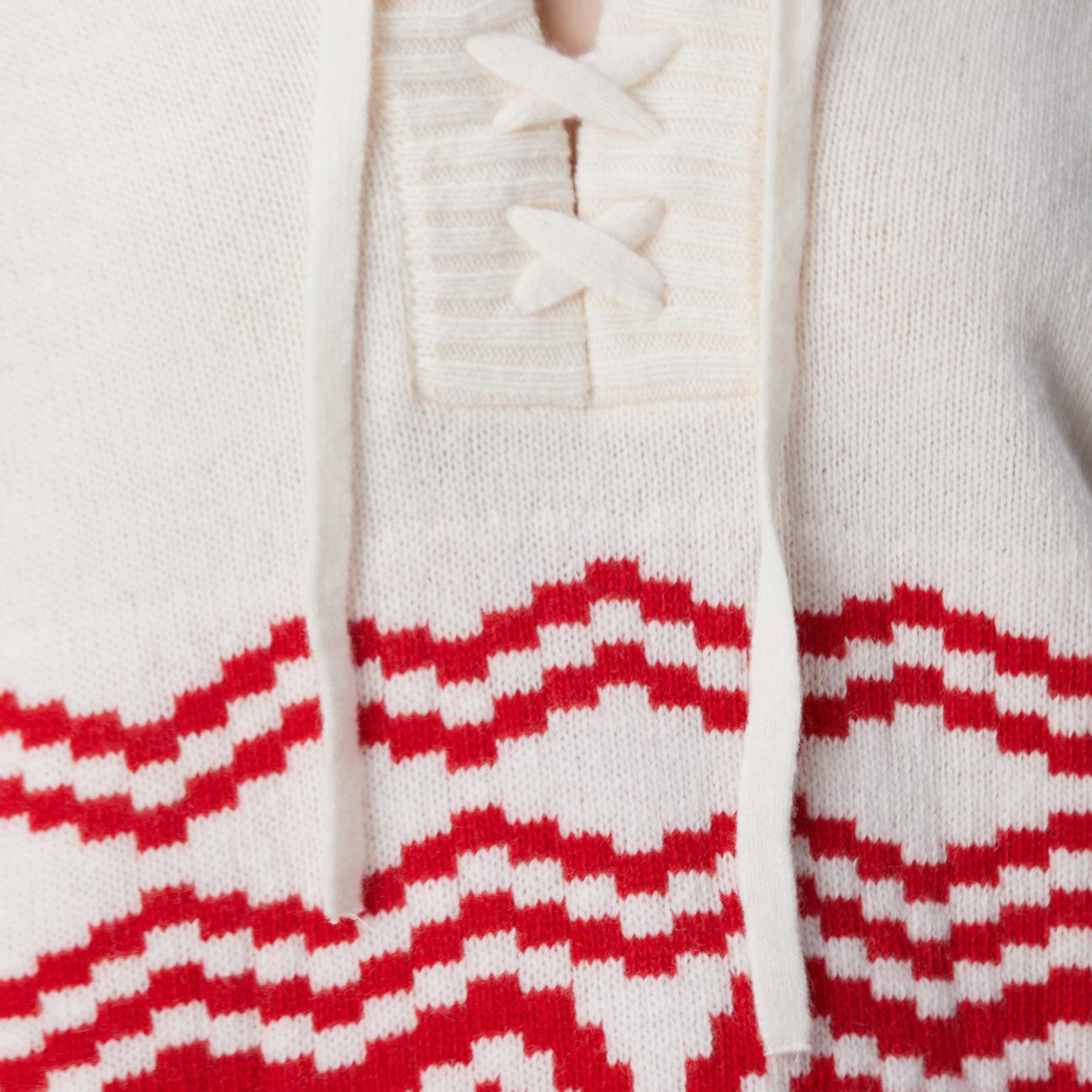 Network Kadın Kırık Beyaz Desenli Yün Karışımlı Triko Kazak