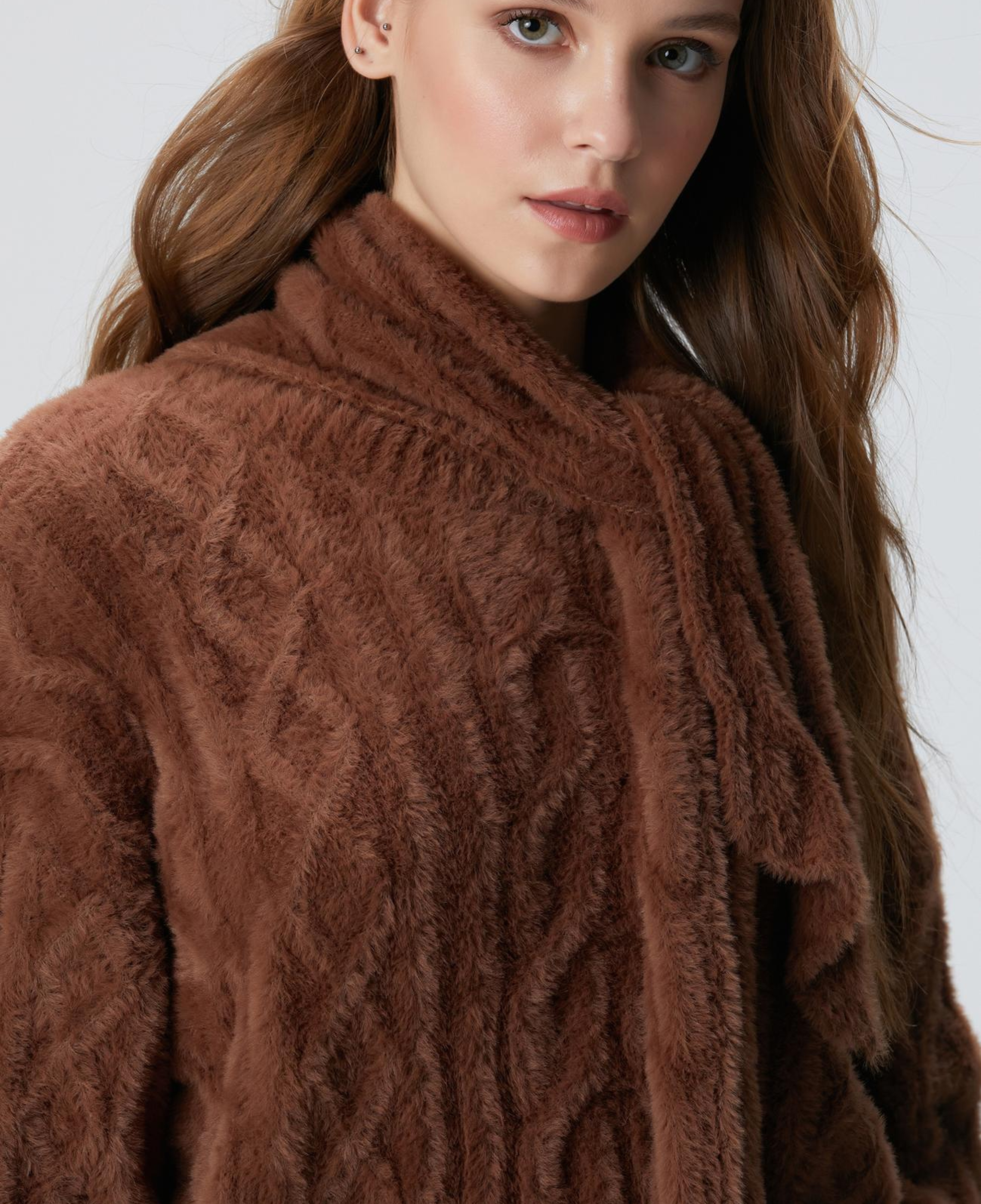 Network Kadın Acı Kahve Saç Örgü Kazak