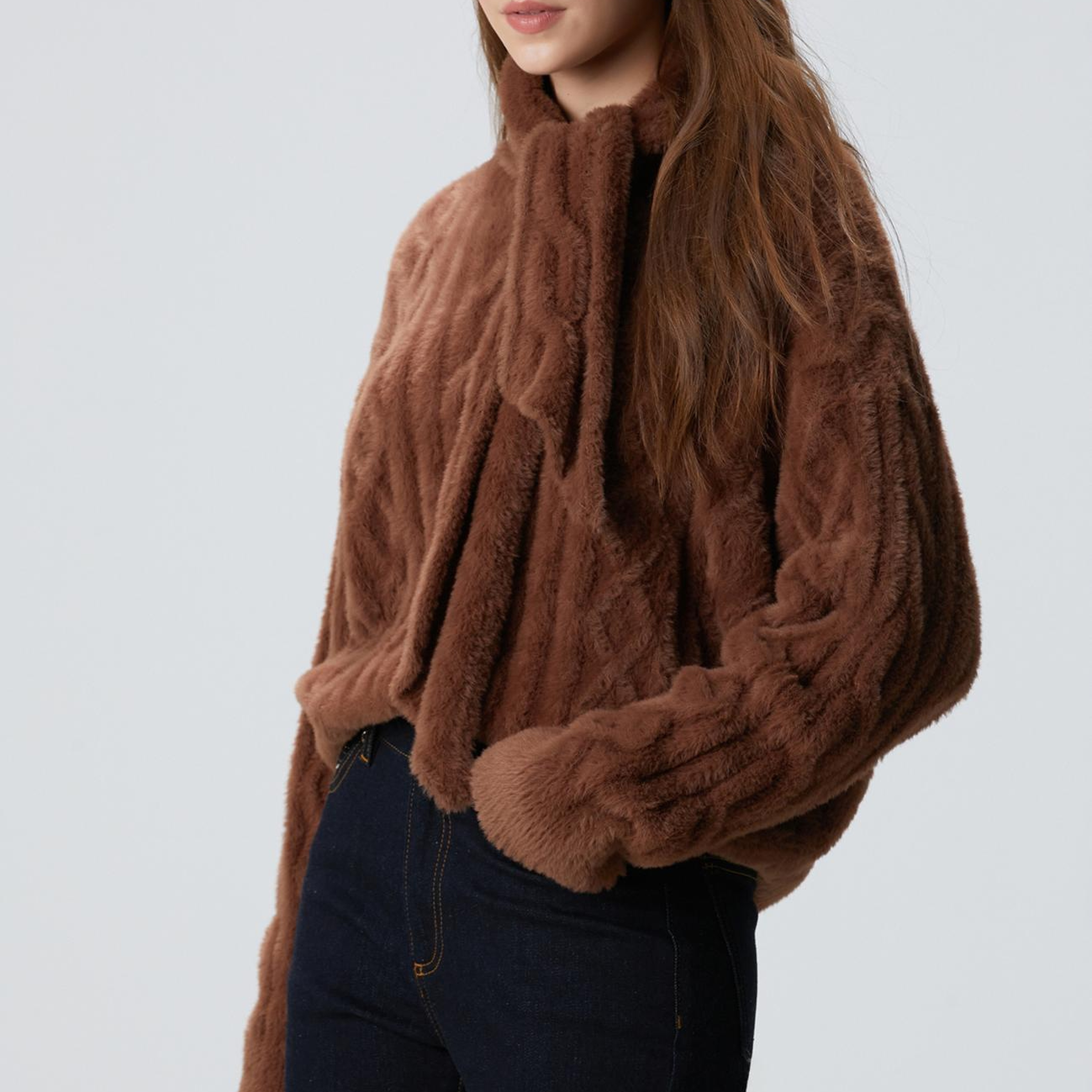 Network Kadın Acı Kahve Saç Örgü Kazak