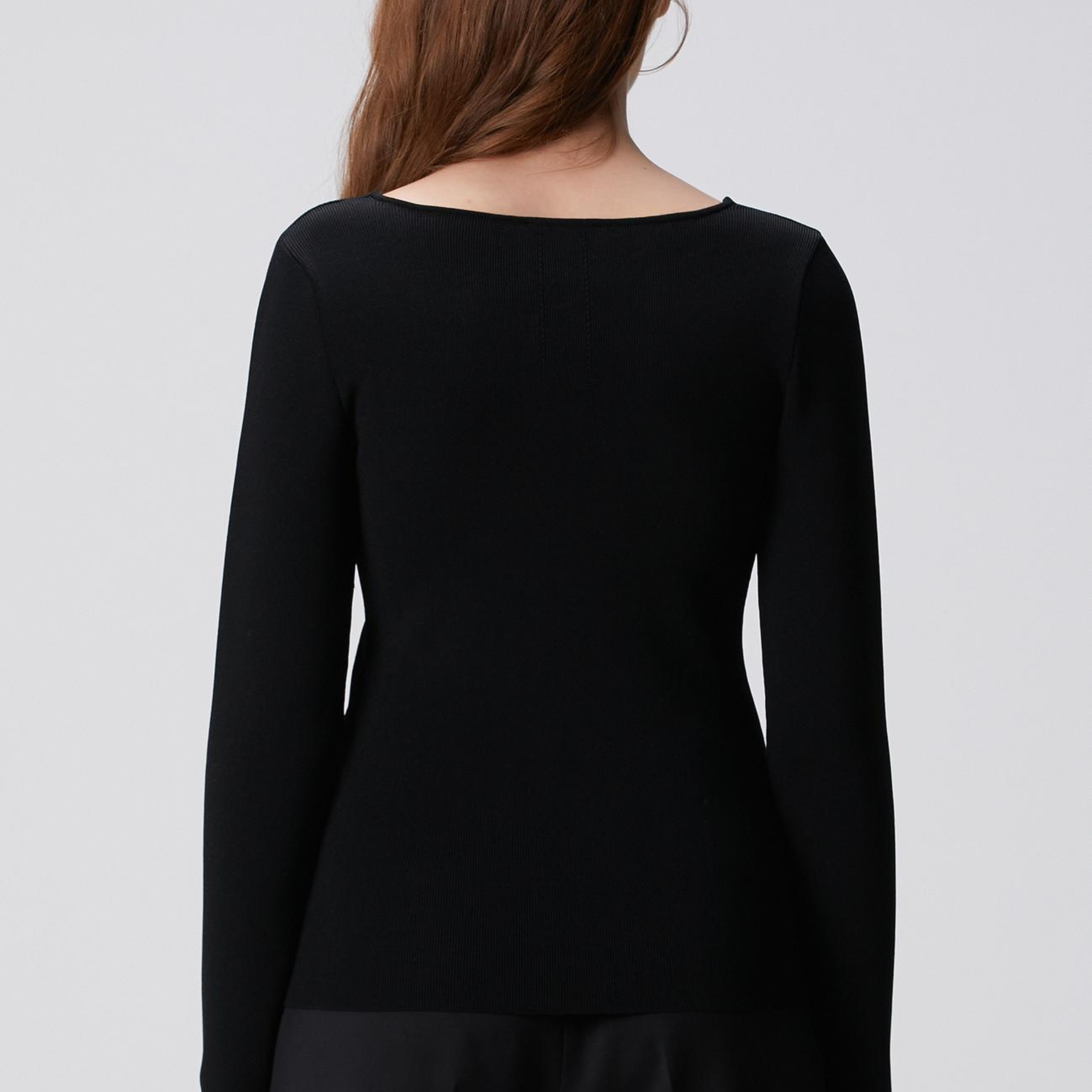 Network Kadın Siyah V Yaka Basic Kazak