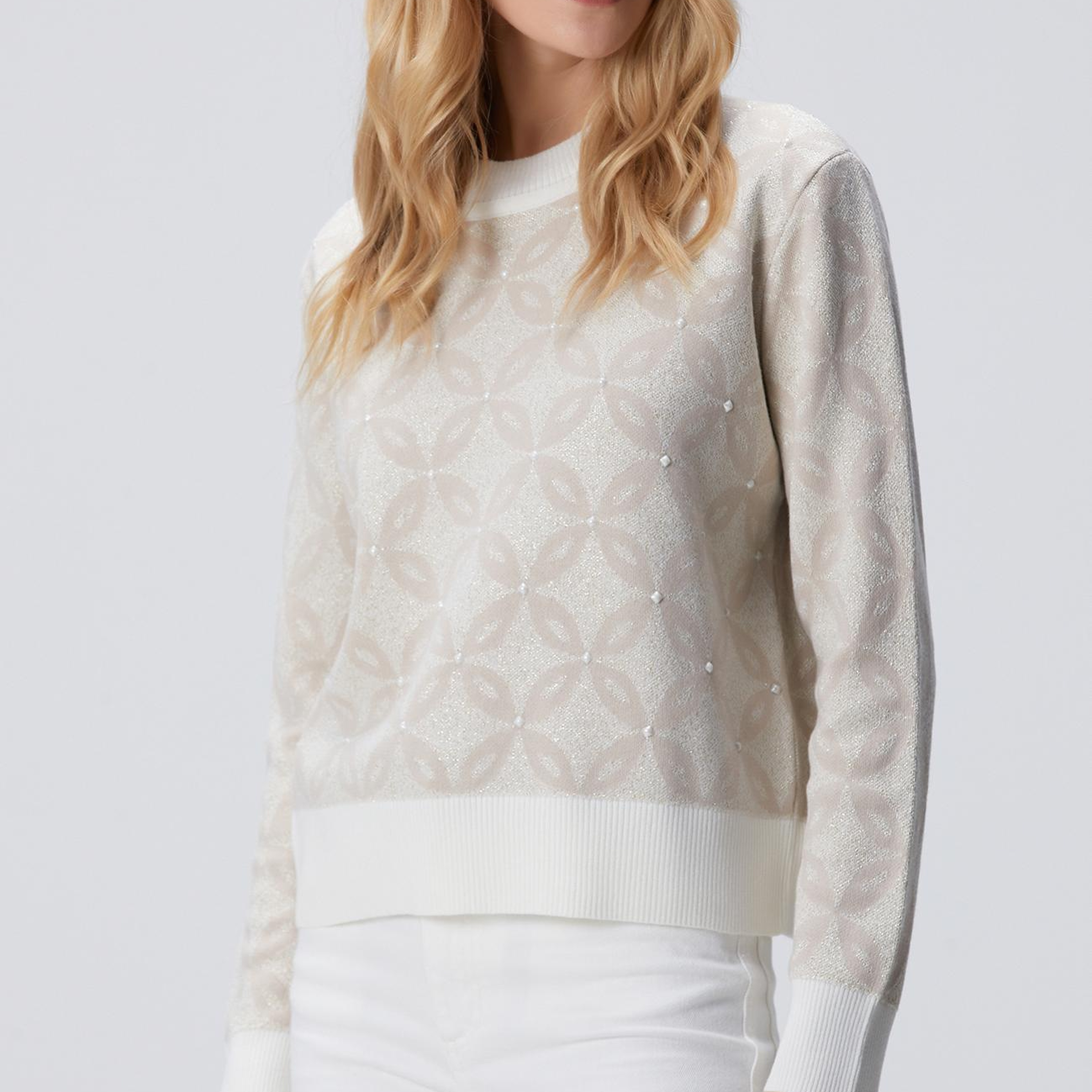 Network Kadın Kırık Beyaz Simli Triko Kazak