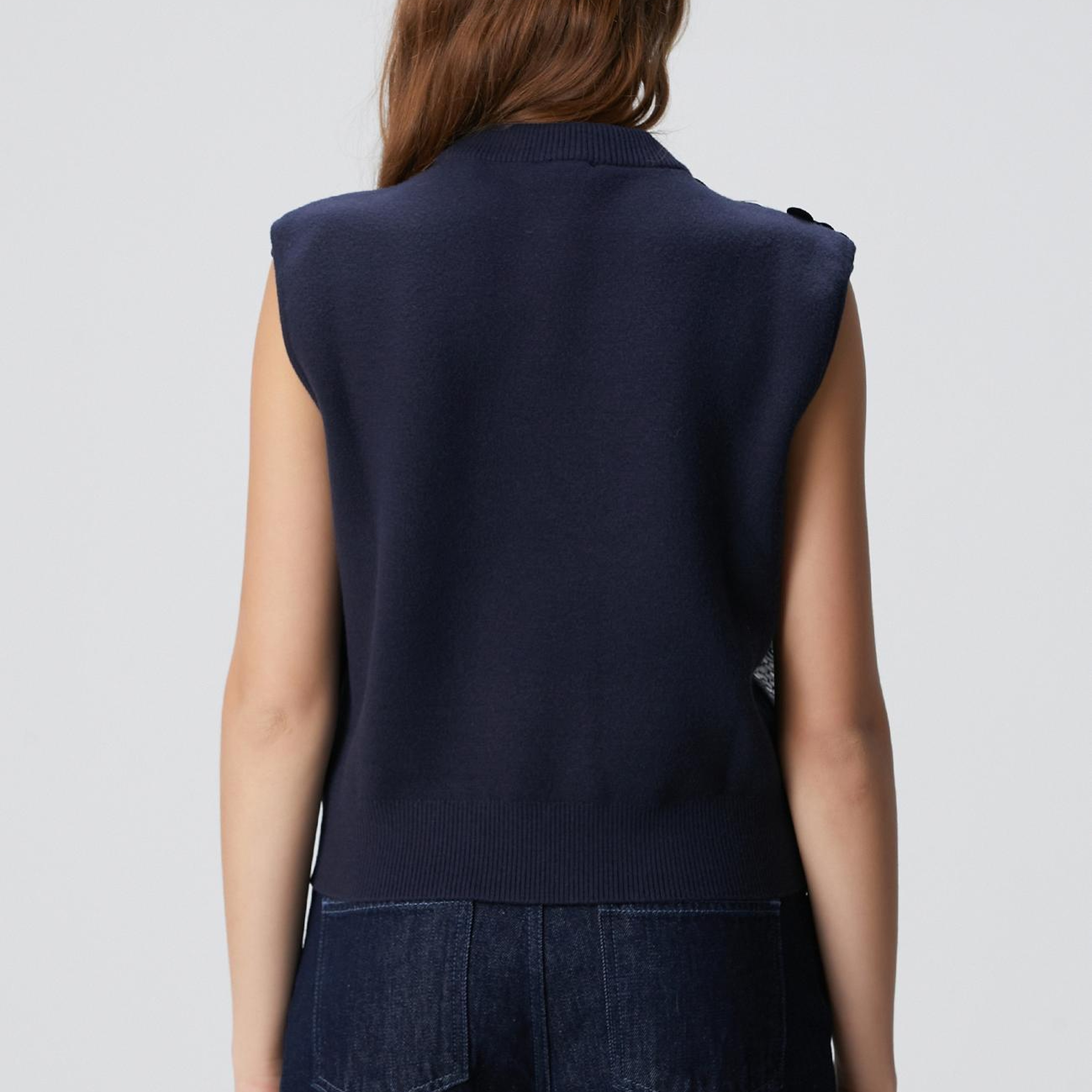 Network Kadın Lacivert Payetli Vatkalı Triko Kazak