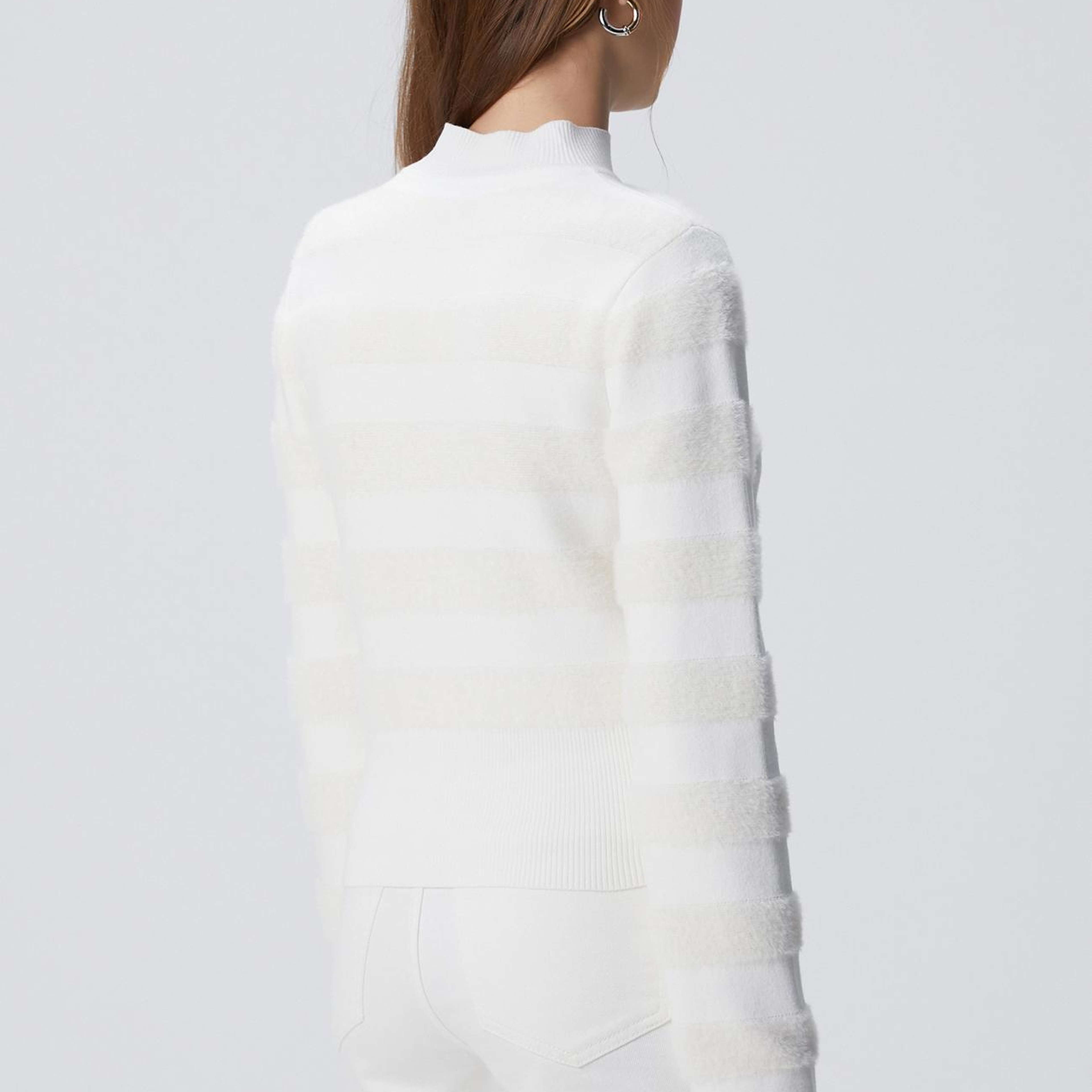 Network Kadın Kırık Beyaz Çizgili Triko Kazak