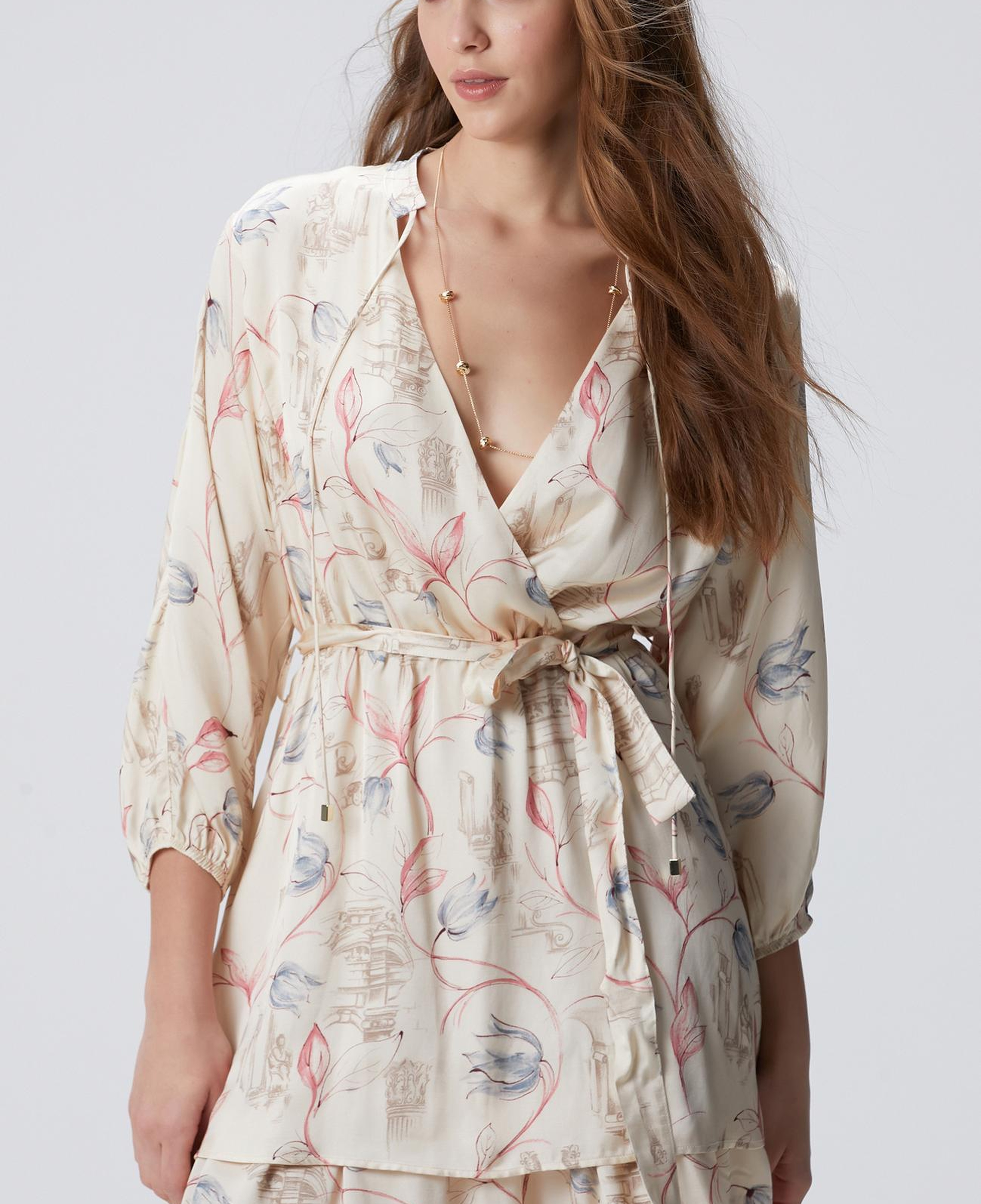 Network Kadın Açık Bej Desenli Mini Elbise