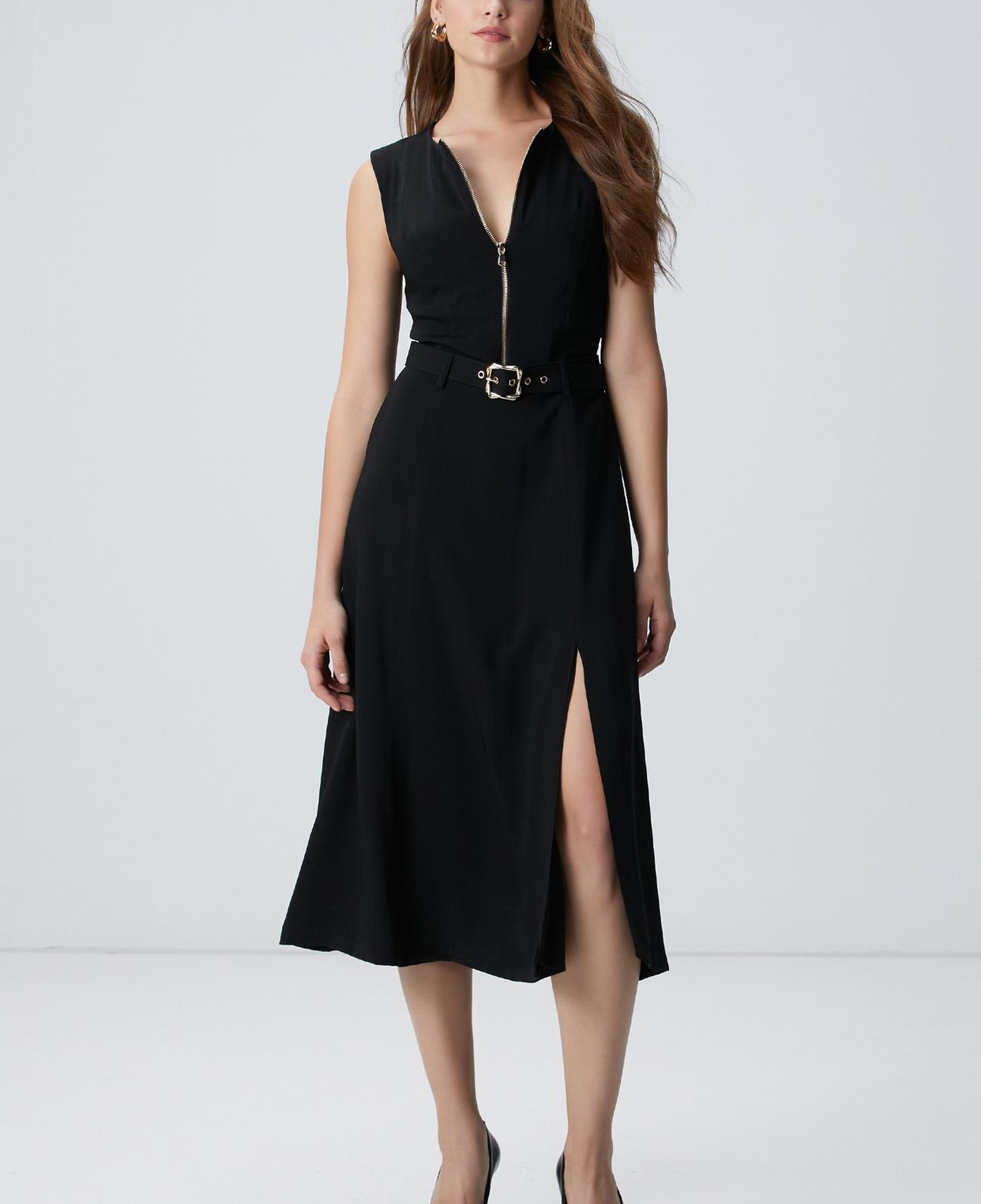 Network Kadın Siyah Midi Elbise