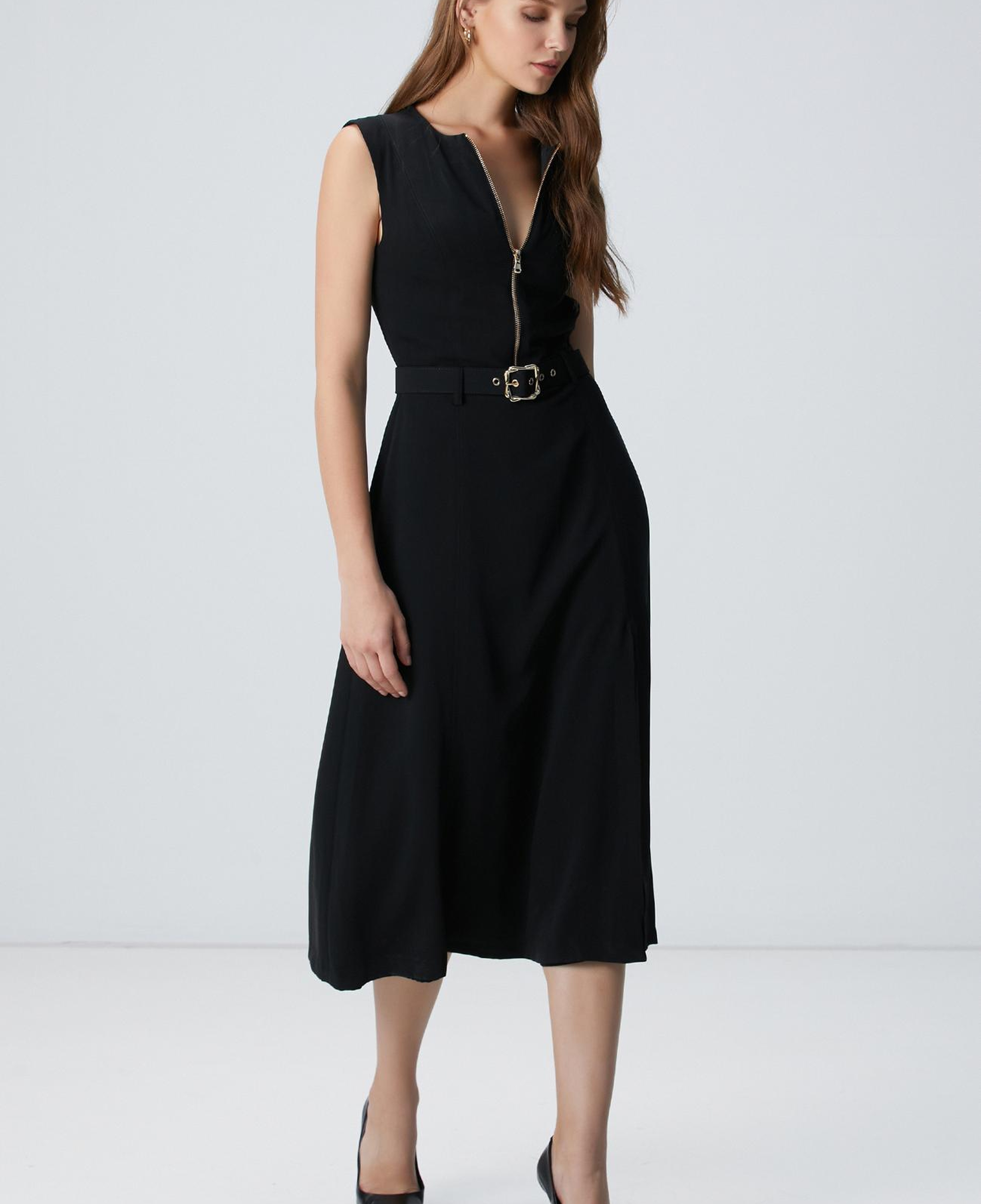 Network Kadın Siyah Midi Elbise