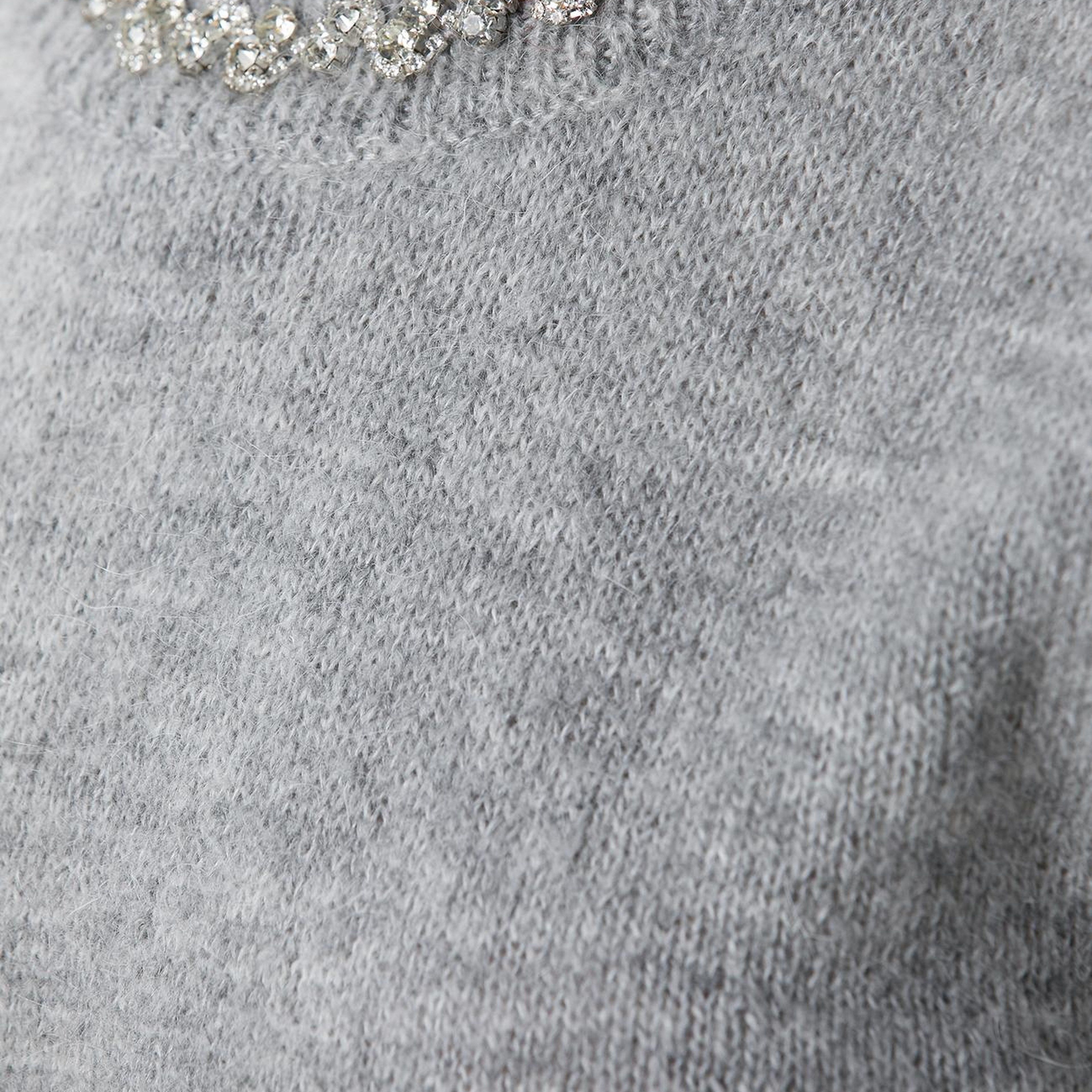 Network Kadın Gri Melanj Yakası Taşlı Kazak