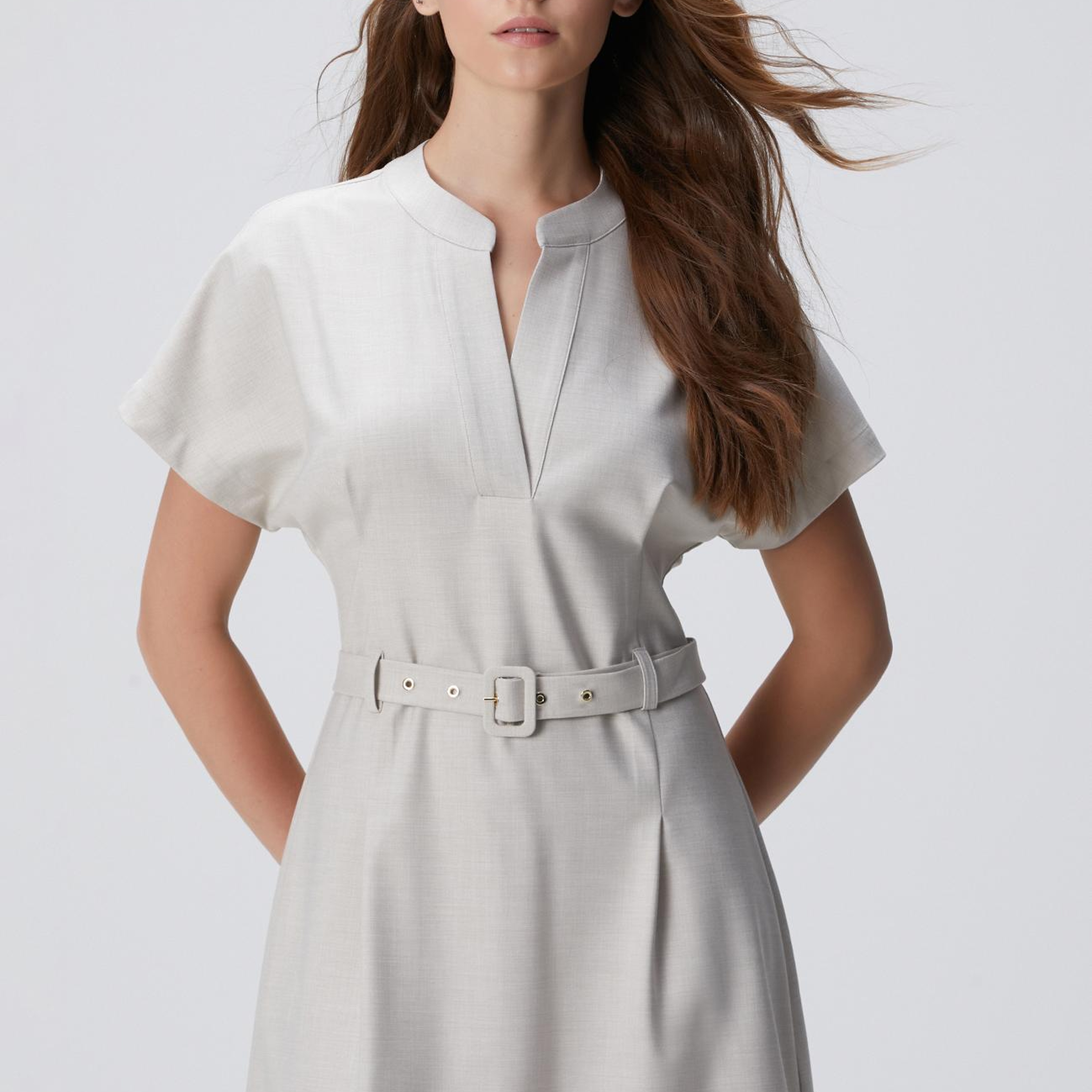 Network Kadın Bej Kemerli Mini Elbise