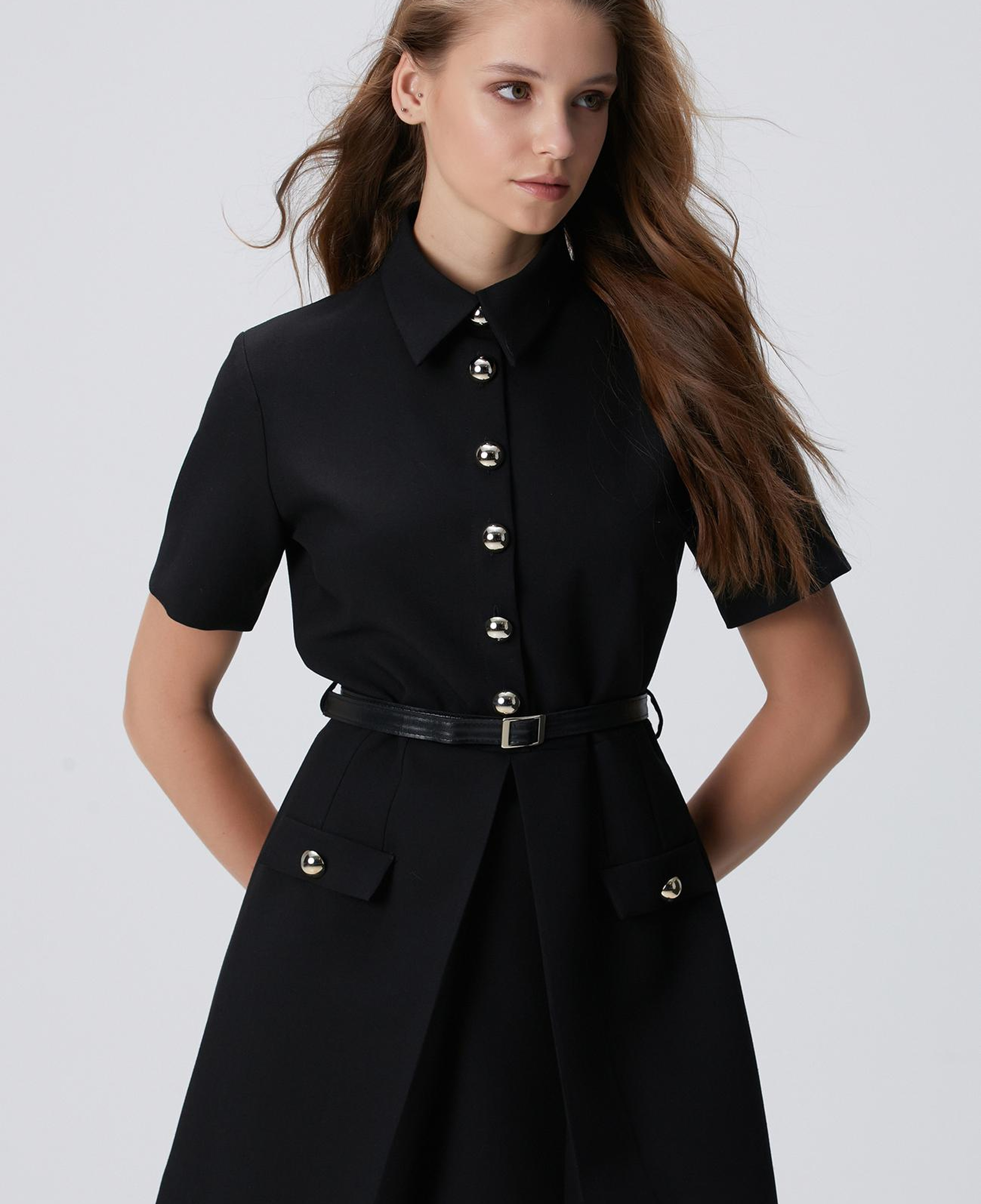 Network Kadın Siyah Kemerli Mini Elbise