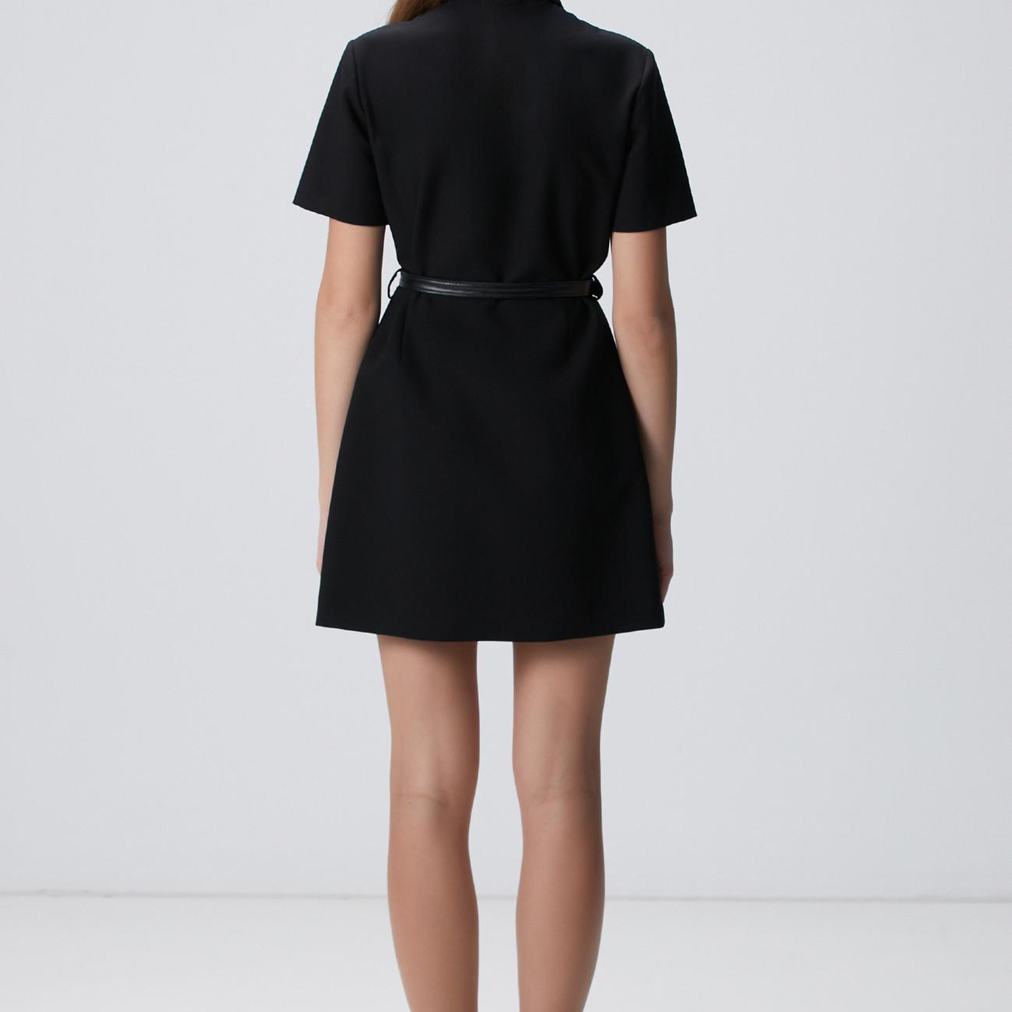 Network Kadın Siyah Kemerli Mini Elbise