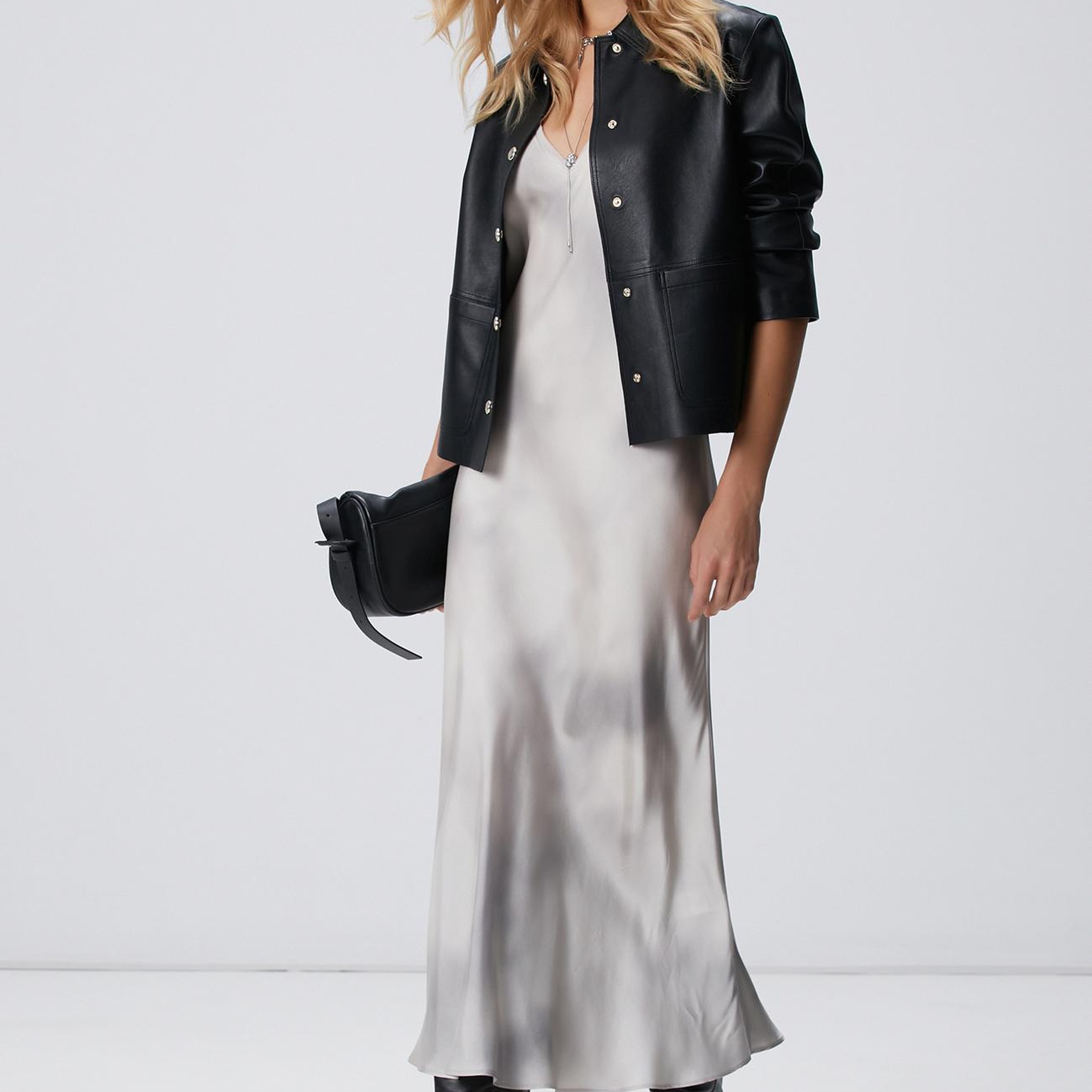 Network Kadın Gri Batik Desenli Uzun Elbise