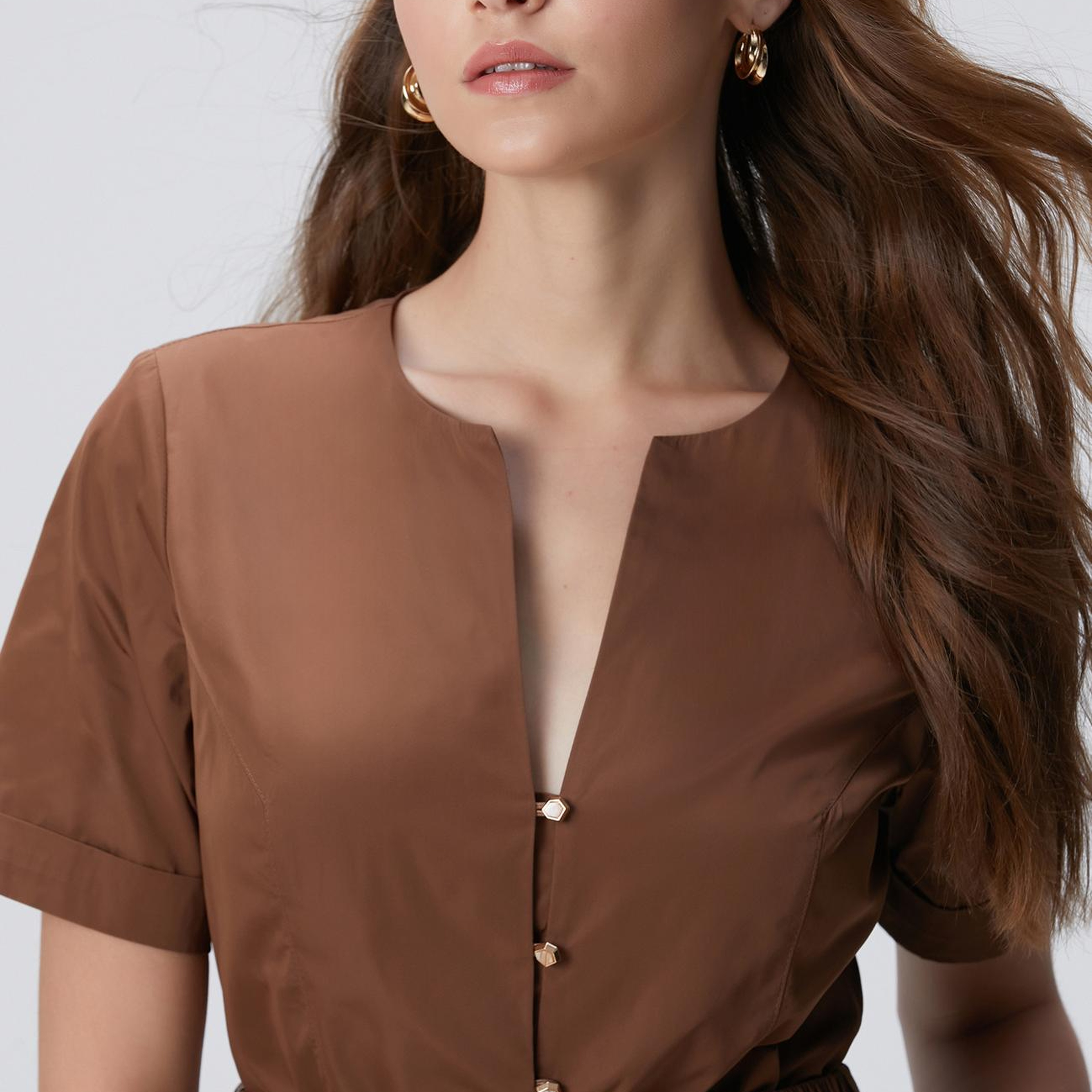 Network Kadın Tarçın Midi Tafta Elbise