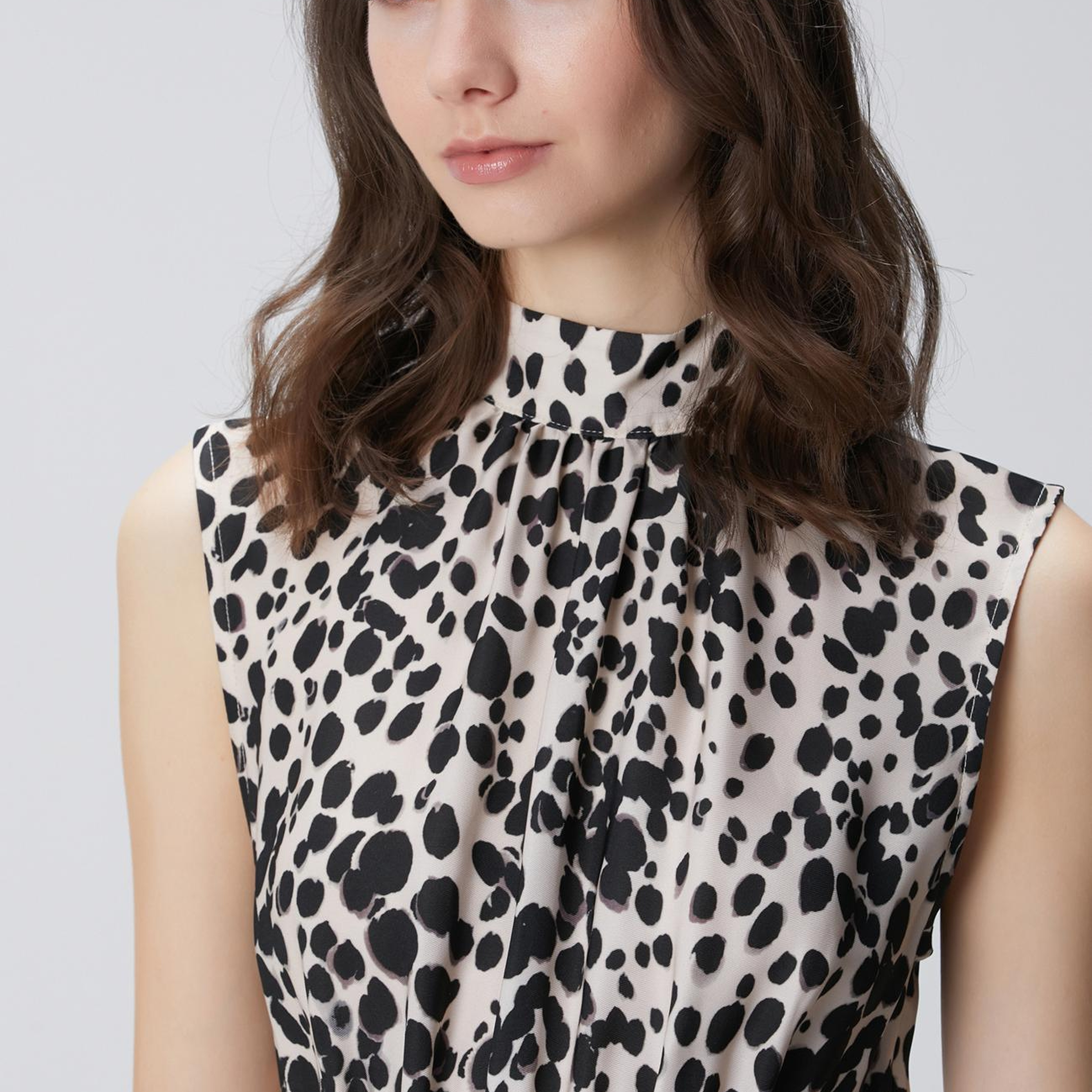 Network Kadın Bej Siyah Desenli Midi Viskon Elbise