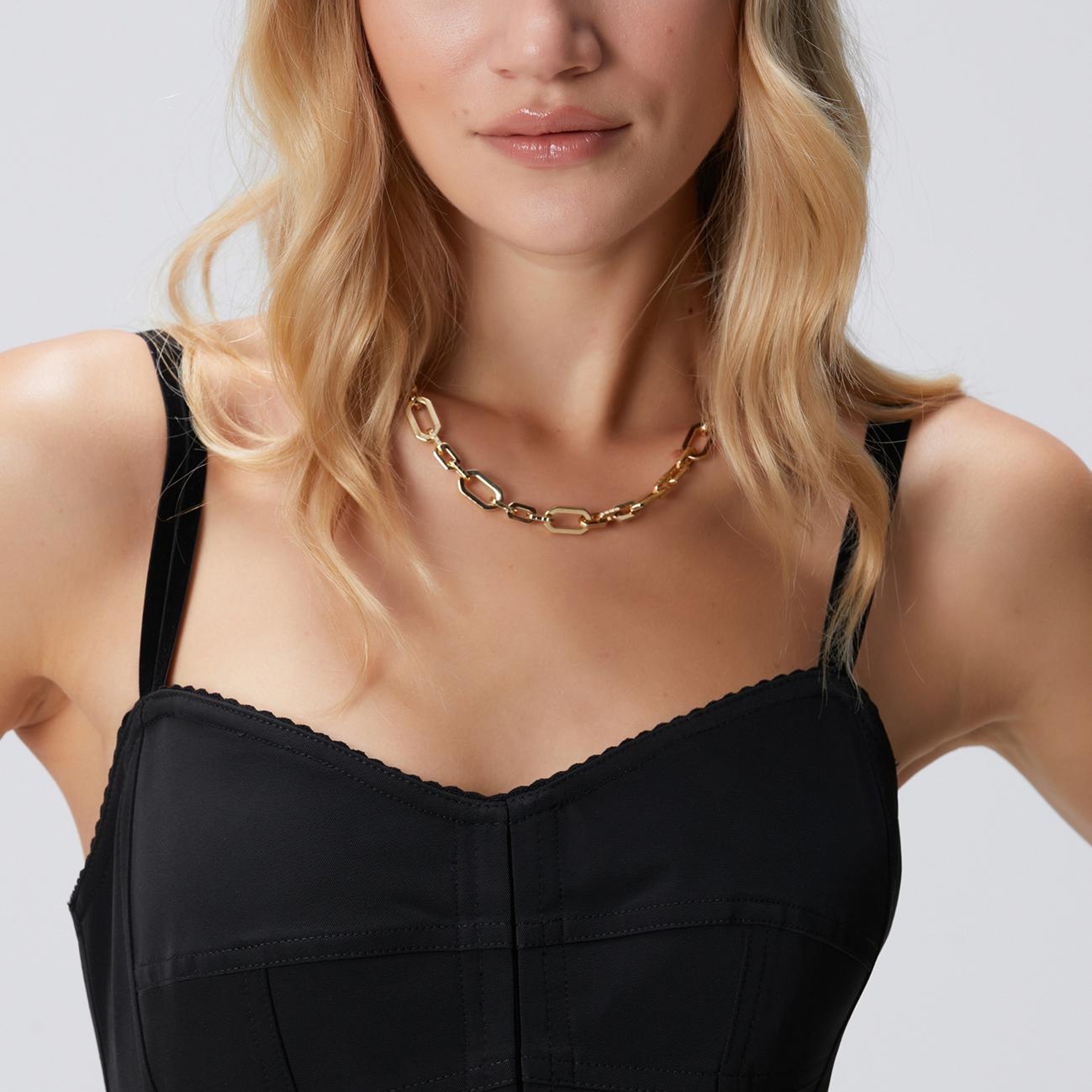 Network Kadın Siyah Askılı Midi Korse Elbise