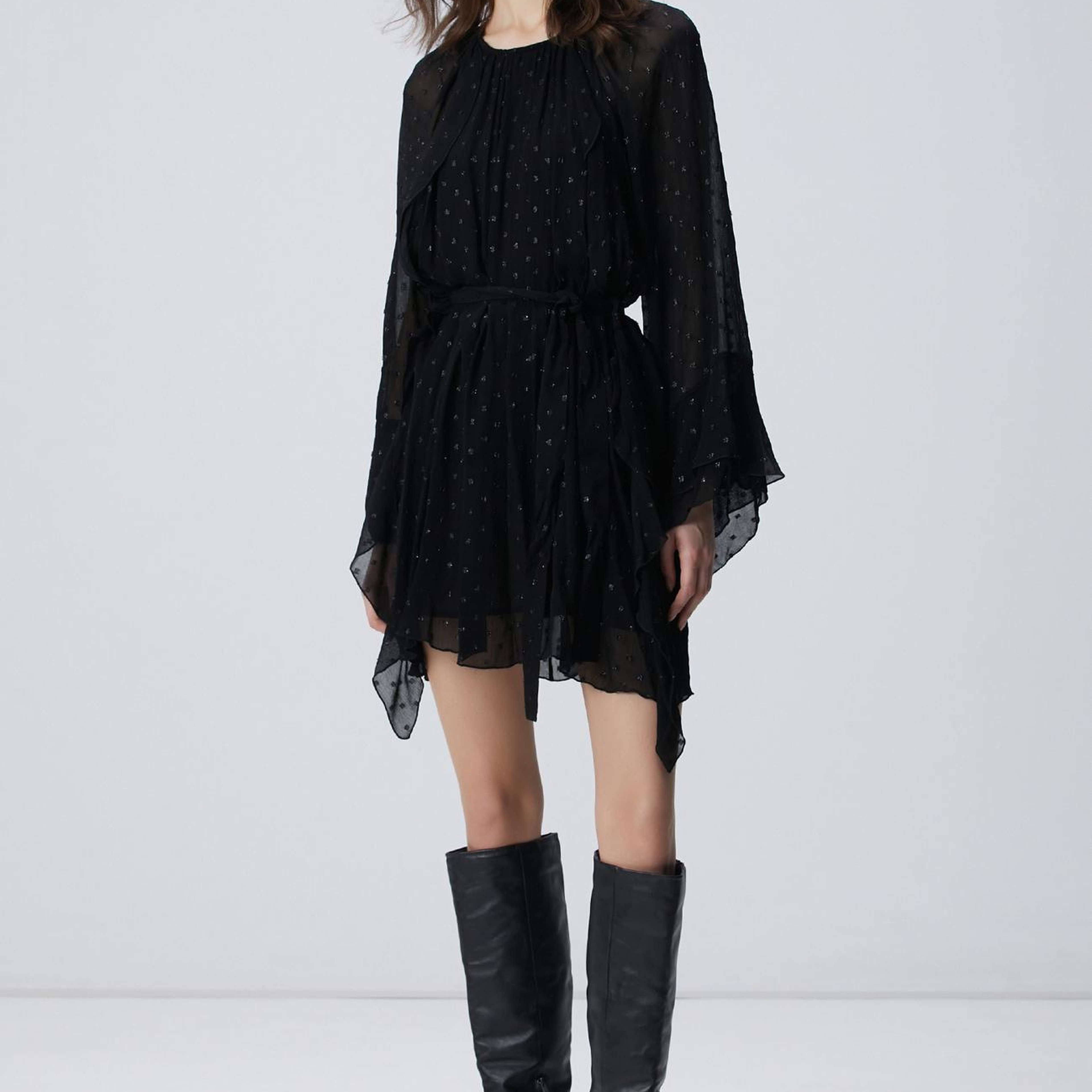 Network Kadın Siyah Desenli Mini Elbise