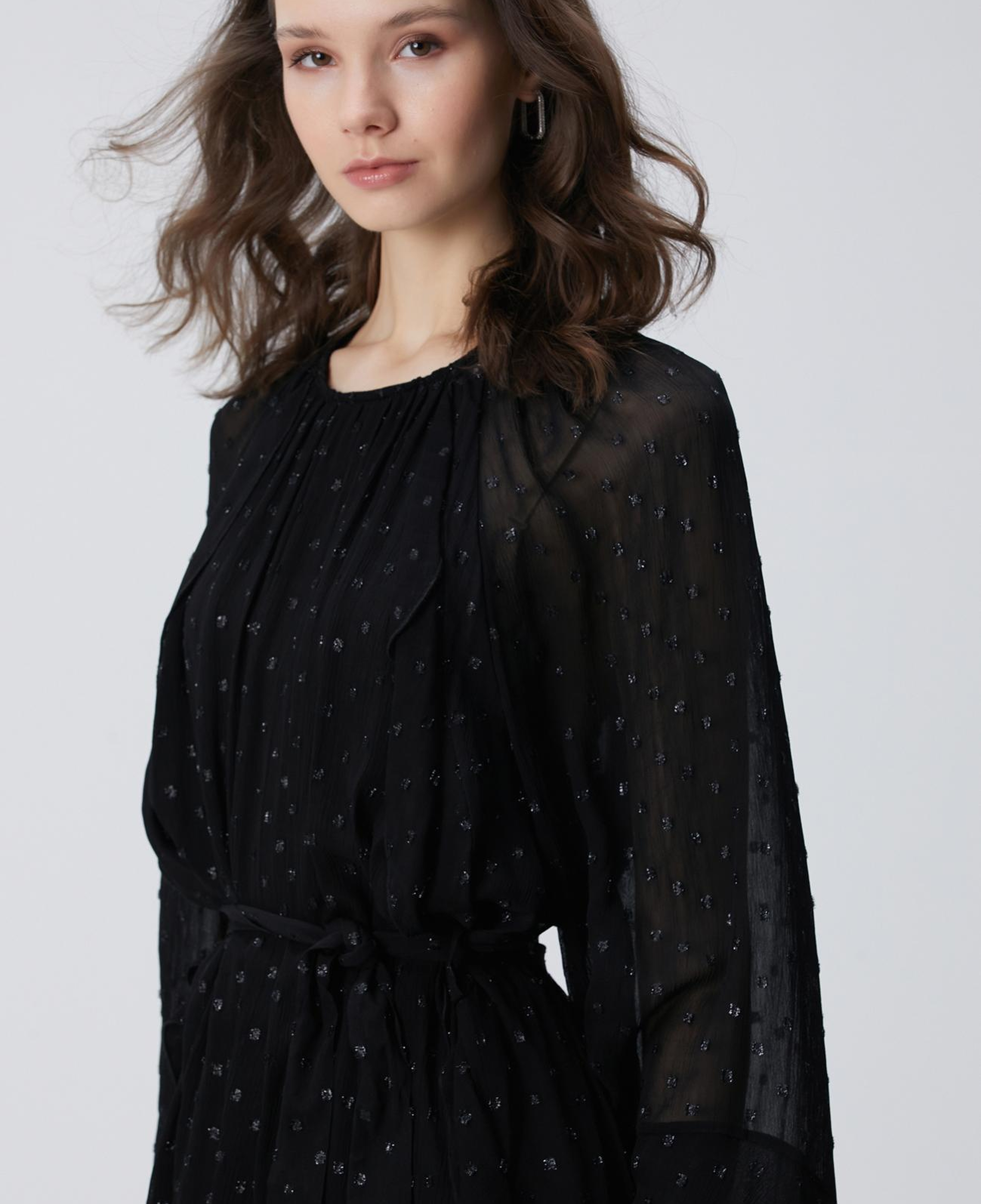 Network Kadın Siyah Desenli Mini Elbise