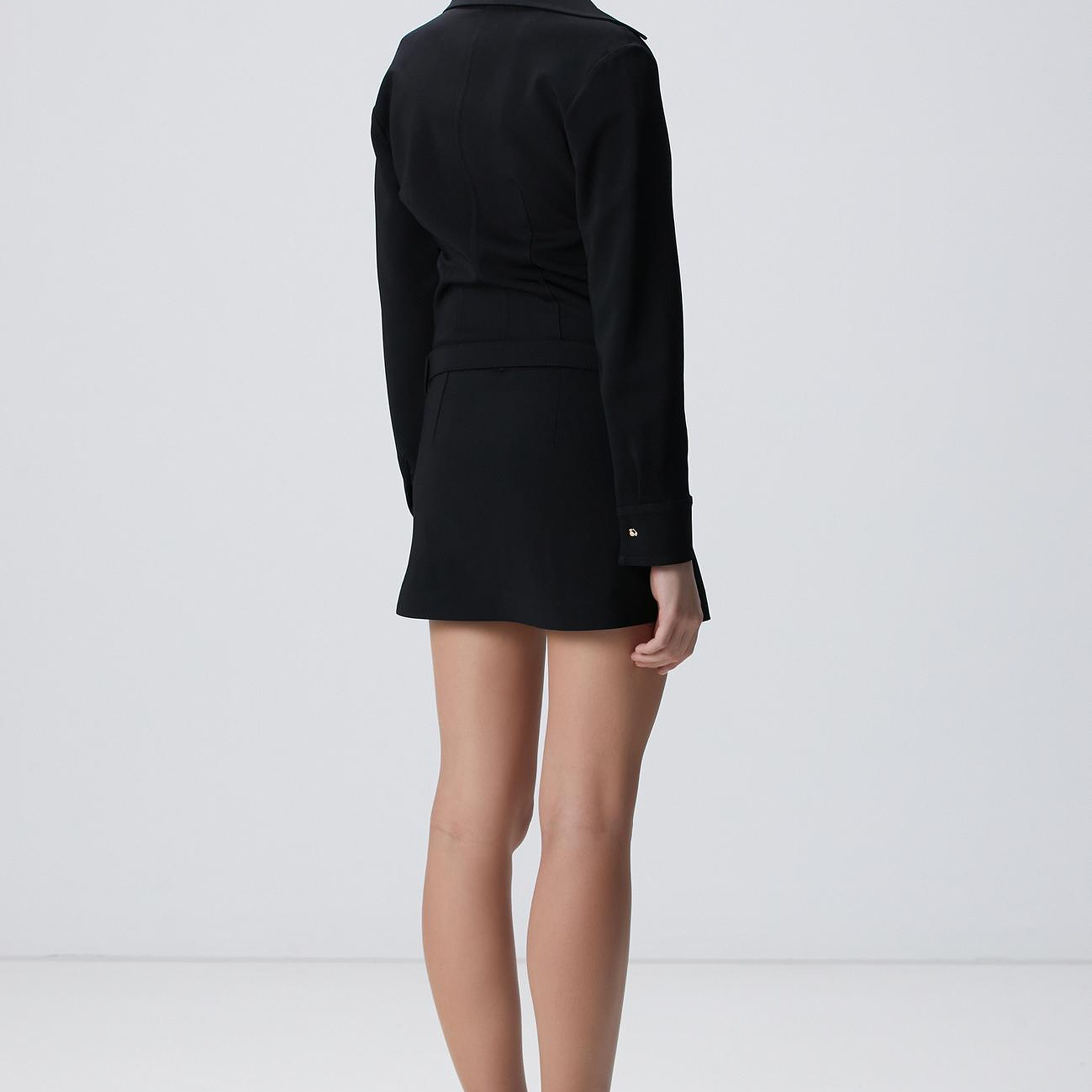 Network Kadın Siyah Mini Gömlek Elbise