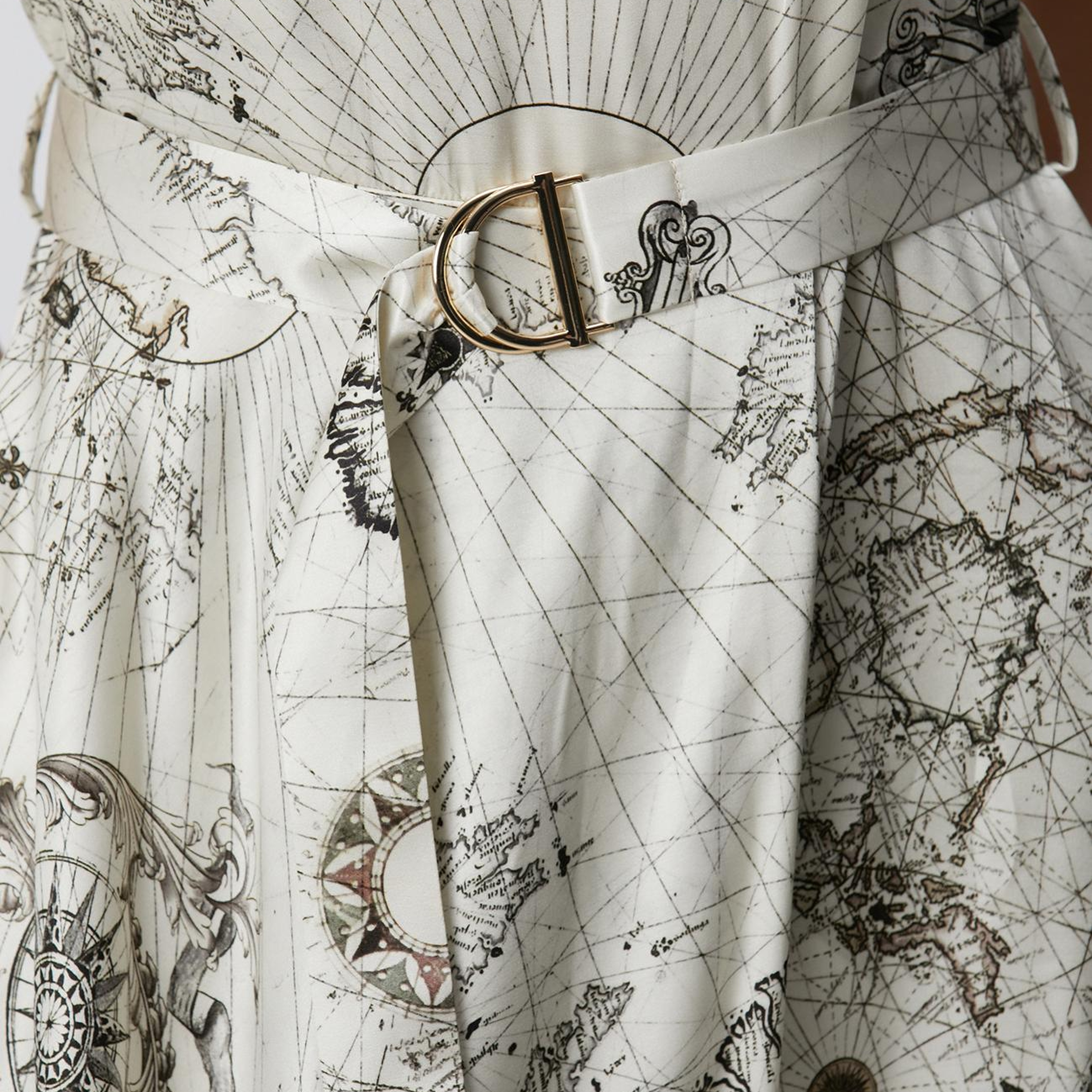 Network Kadın Limited Açık Bej Desenli İpek Karışımlı Elbise