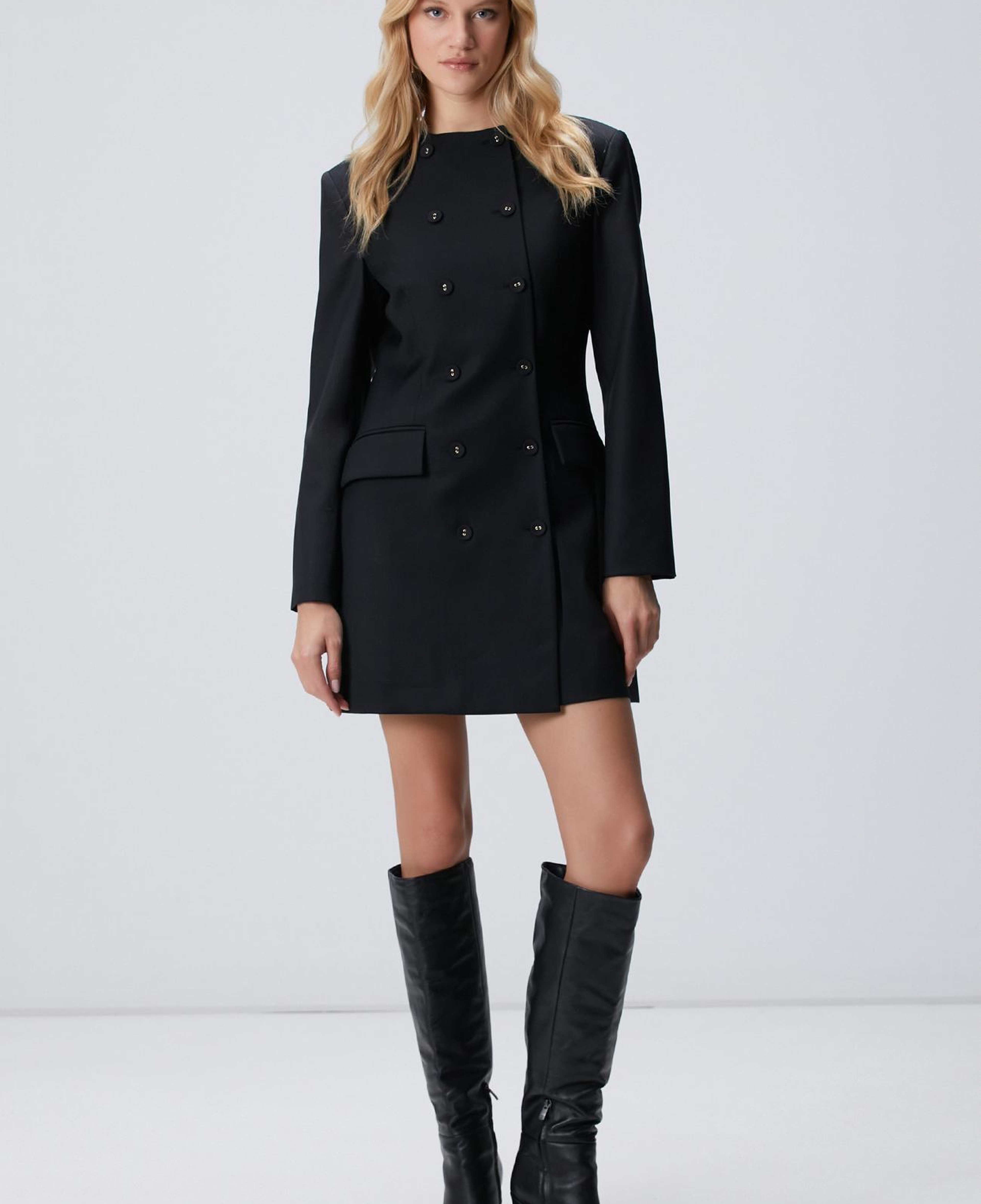 Network Kadın Siyah Blazer Mini Yün Elbise