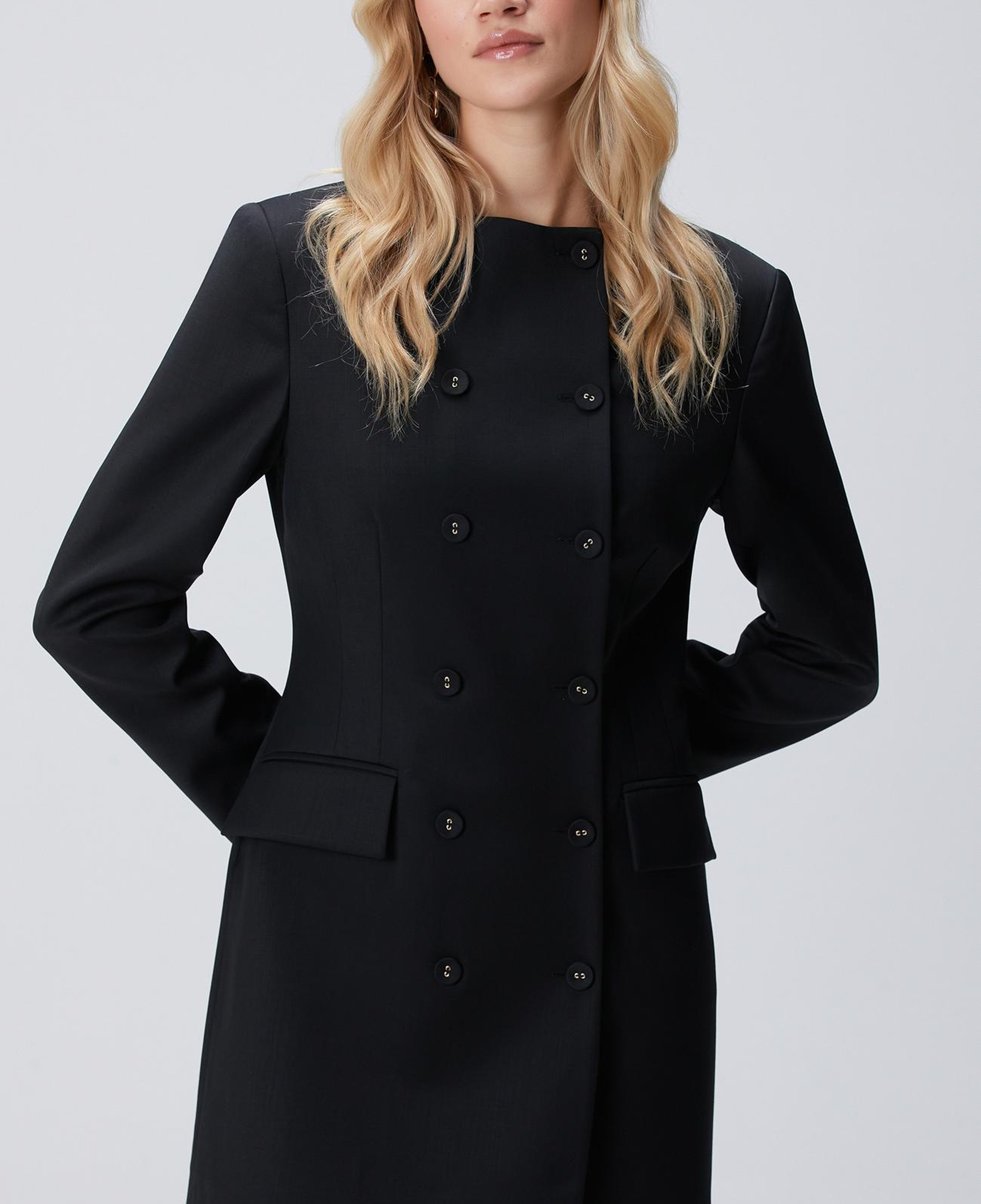 Network Kadın Siyah Blazer Mini Yün Elbise