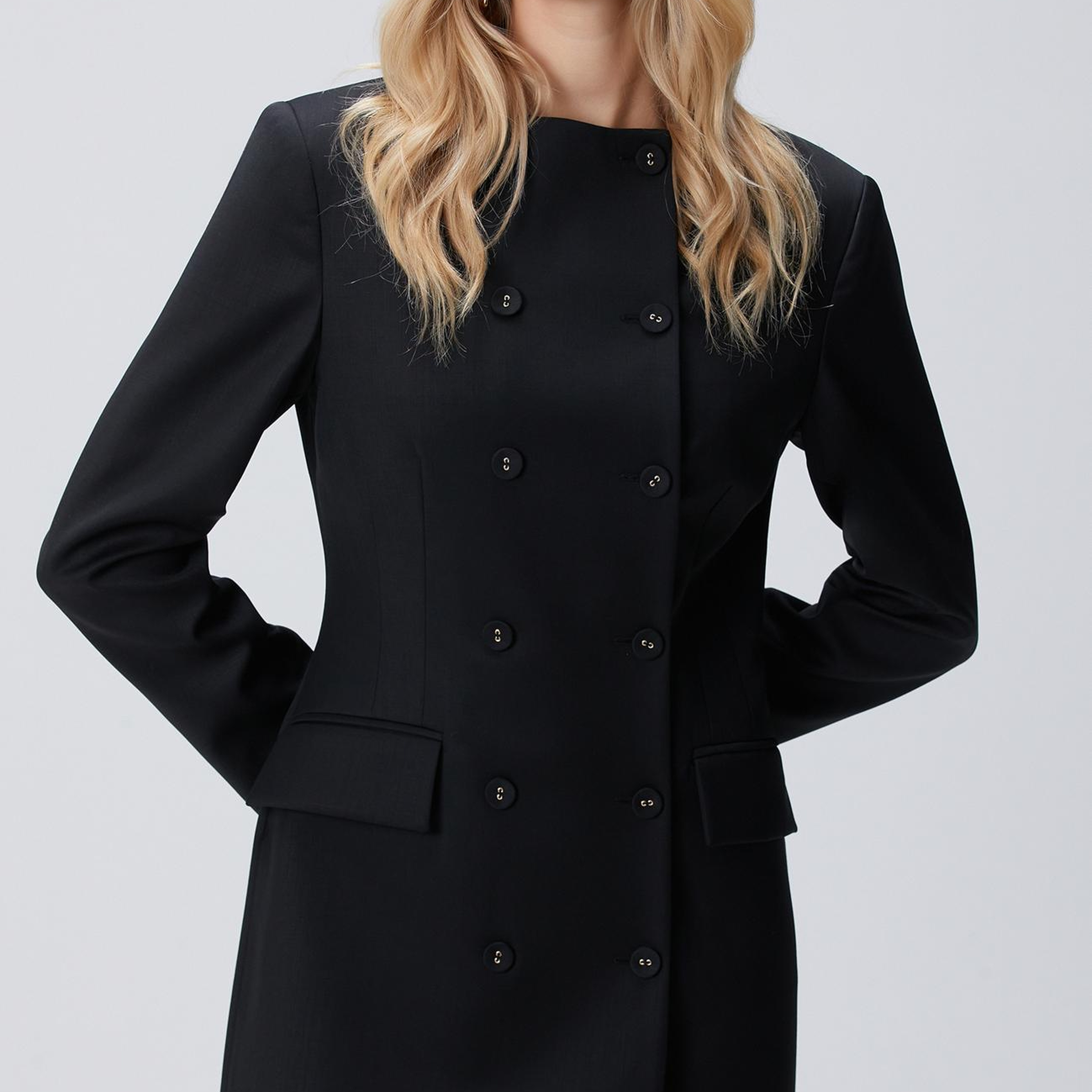 Network Kadın Siyah Blazer Mini Yün Elbise