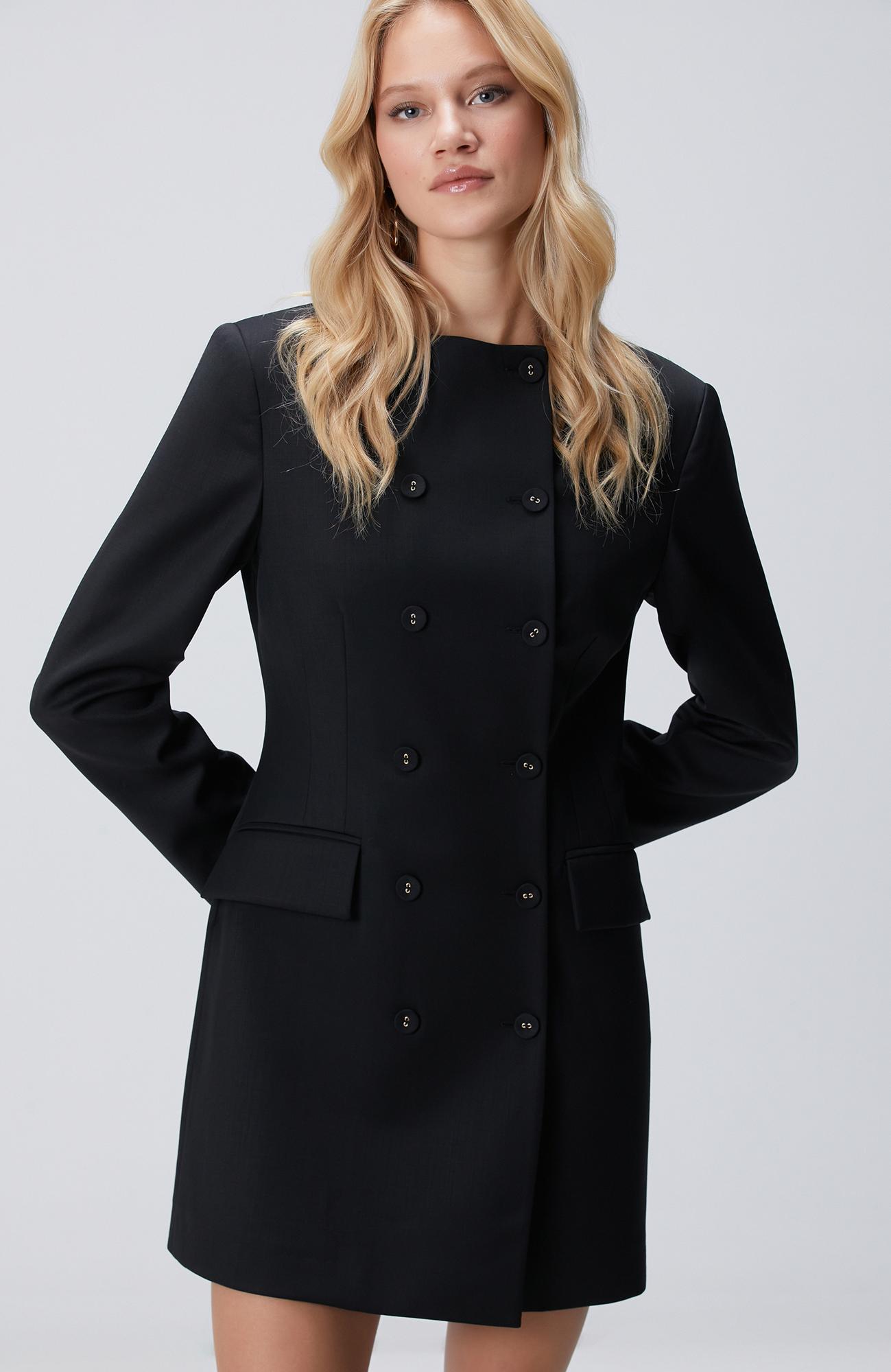 Network Kadın Siyah Blazer Mini Yün Elbise