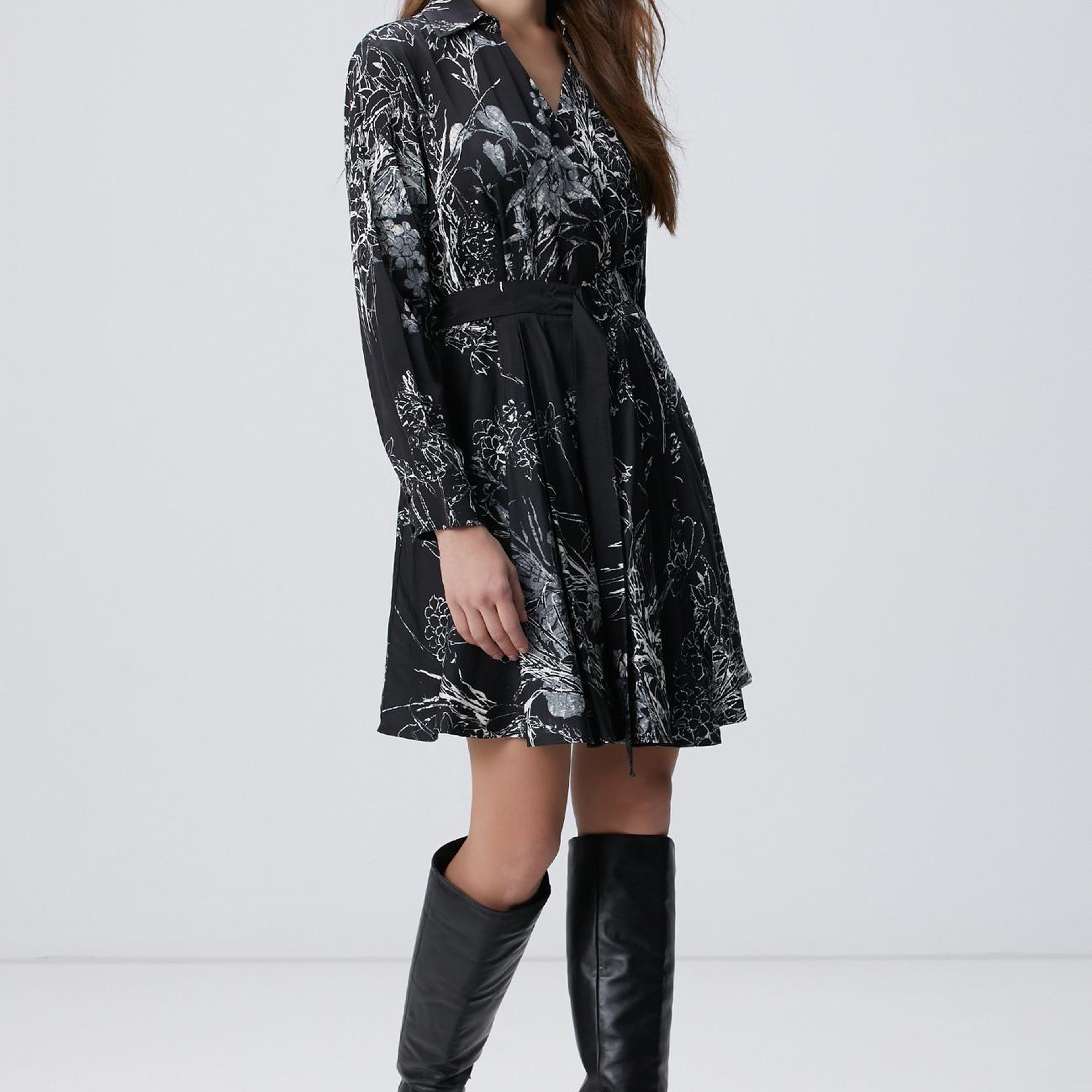 Network Kadın Siyah Kırık Beyaz Elbise