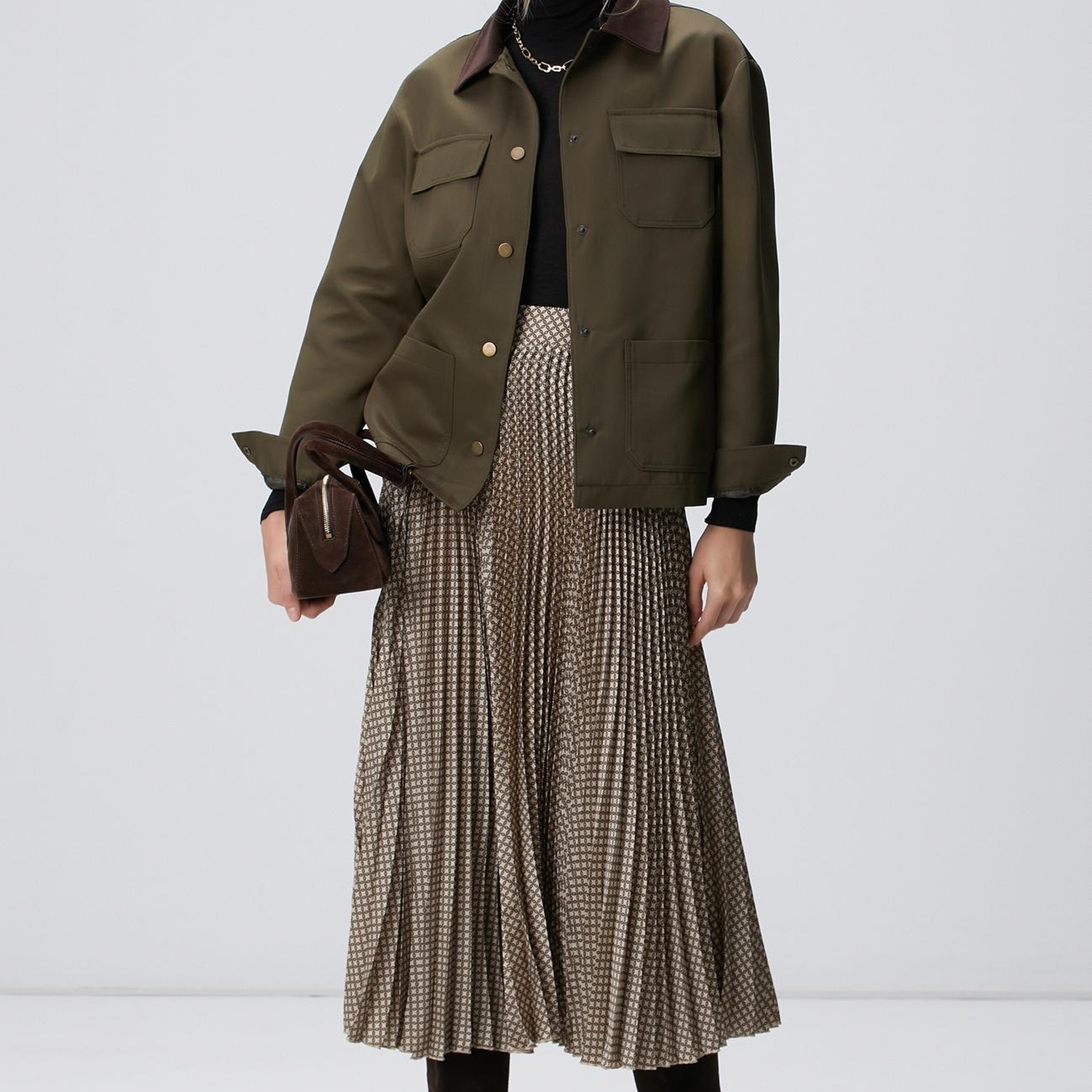 Network Kadın Sarı Pilise Desenli Midi Etek