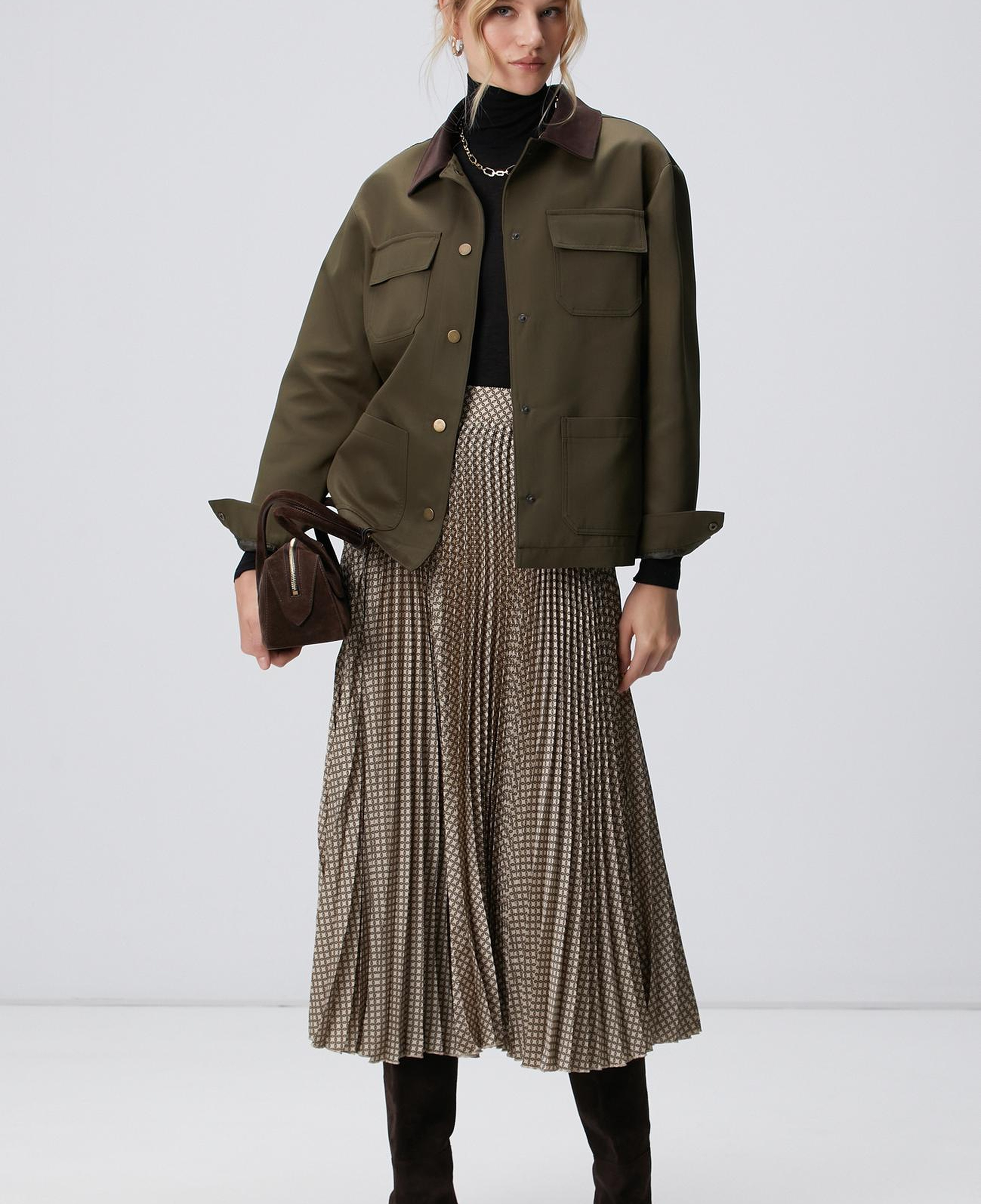 Network Kadın Sarı Pilise Desenli Midi Etek