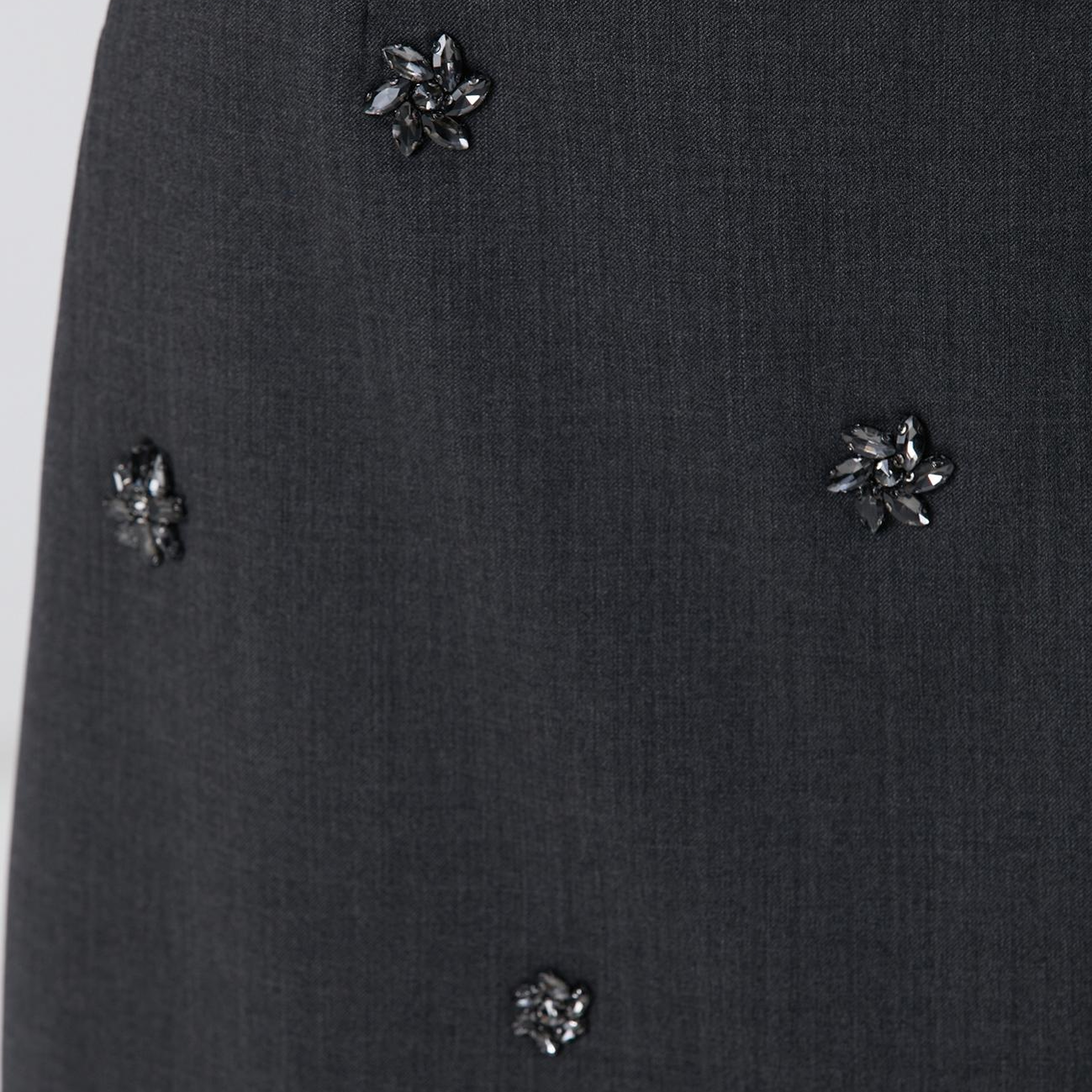 Network Kadın Koyu Gri Yün Karışımlı Mini Etek