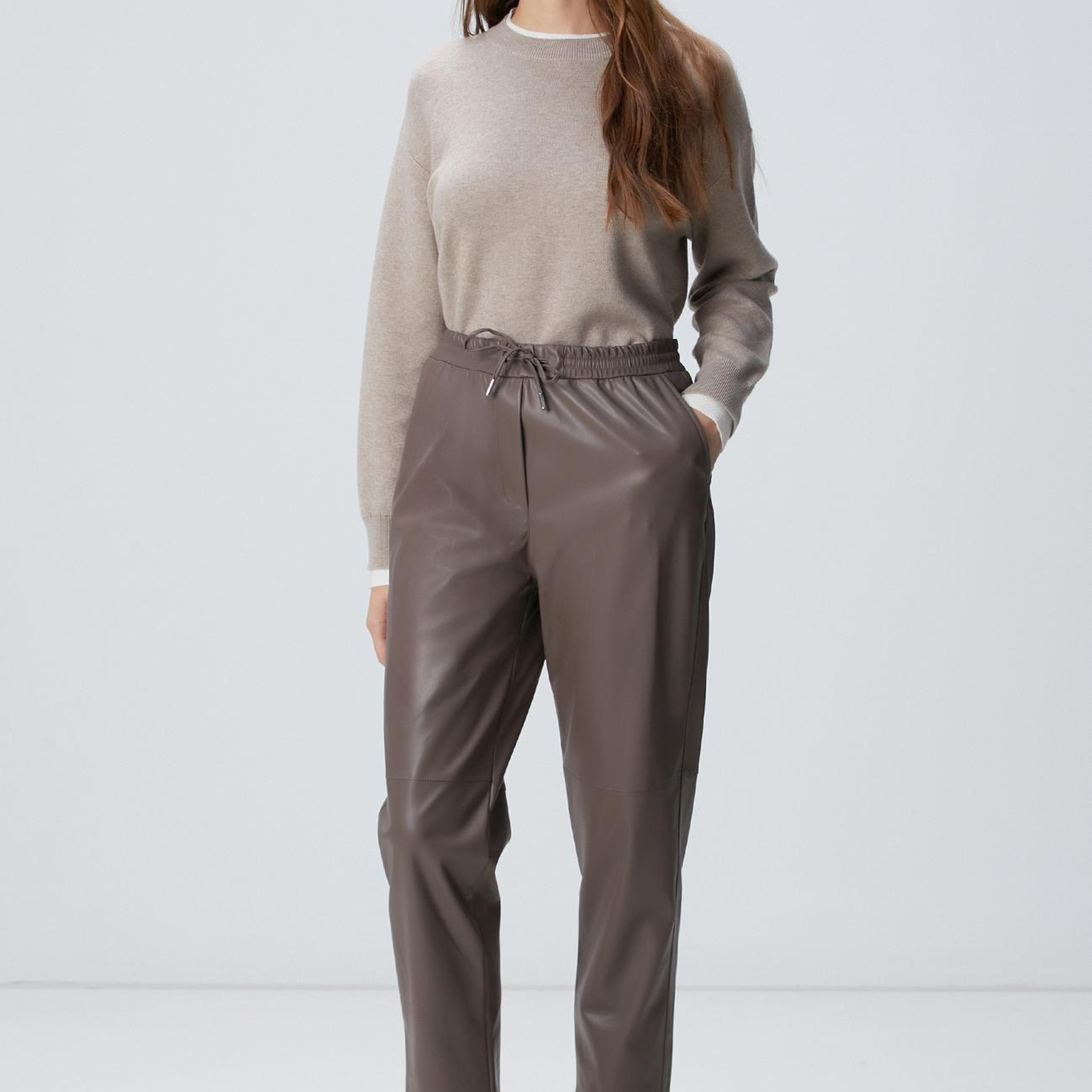 Network Kadın Vizon Vegan Deri Pantolon