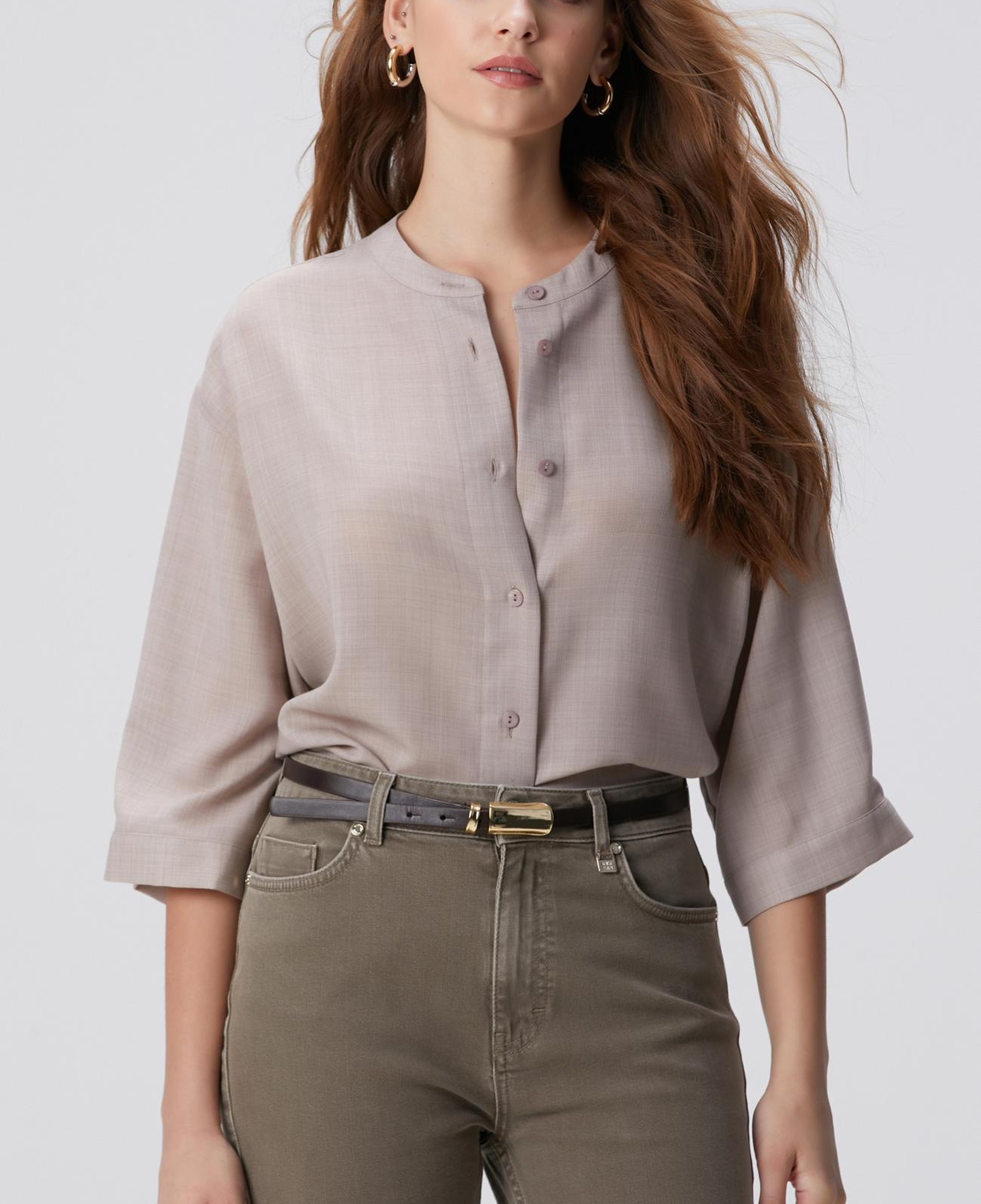 Network Kadın Bej Yün Karışımlı Gömlek