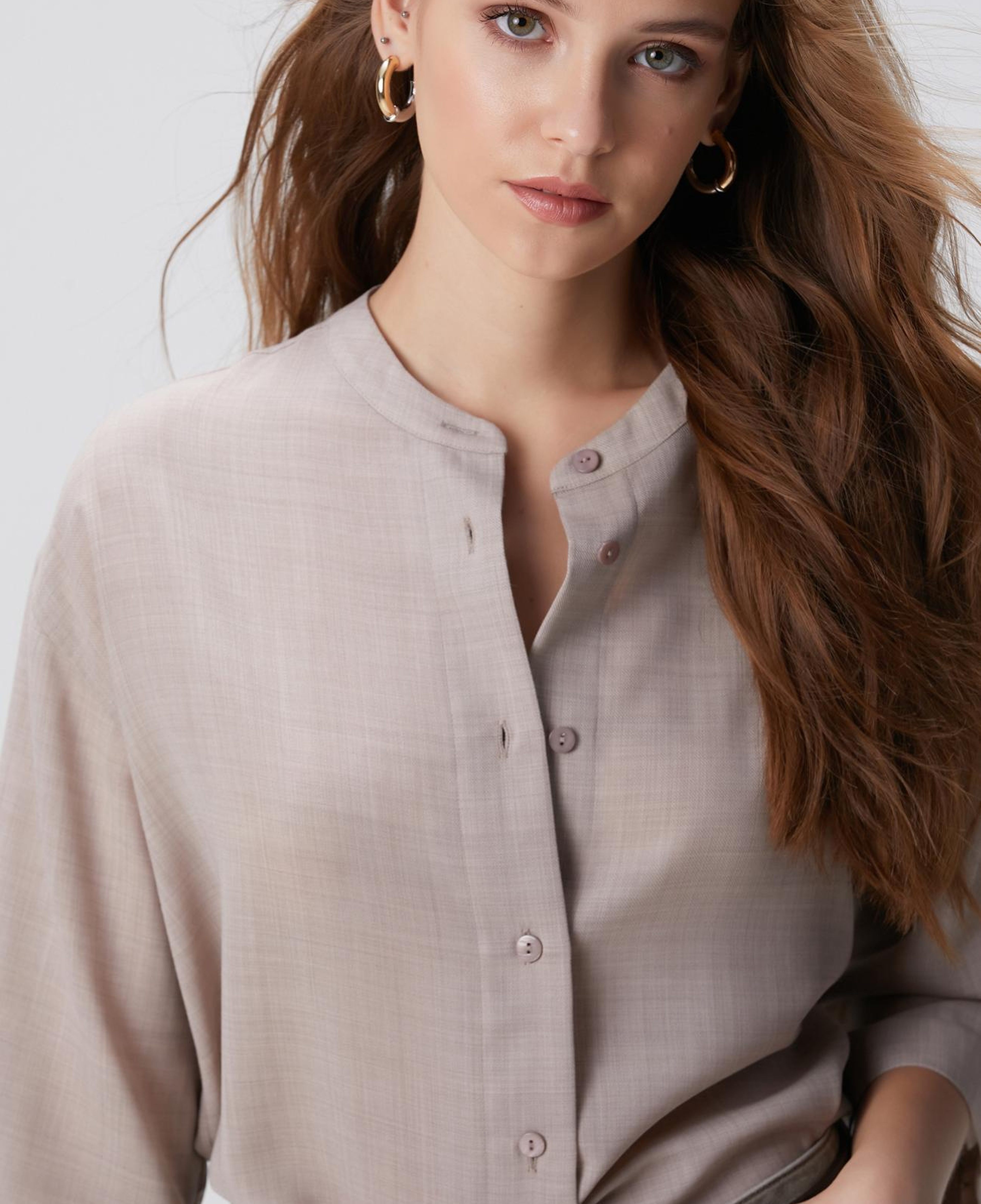 Network Kadın Bej Yün Karışımlı Gömlek