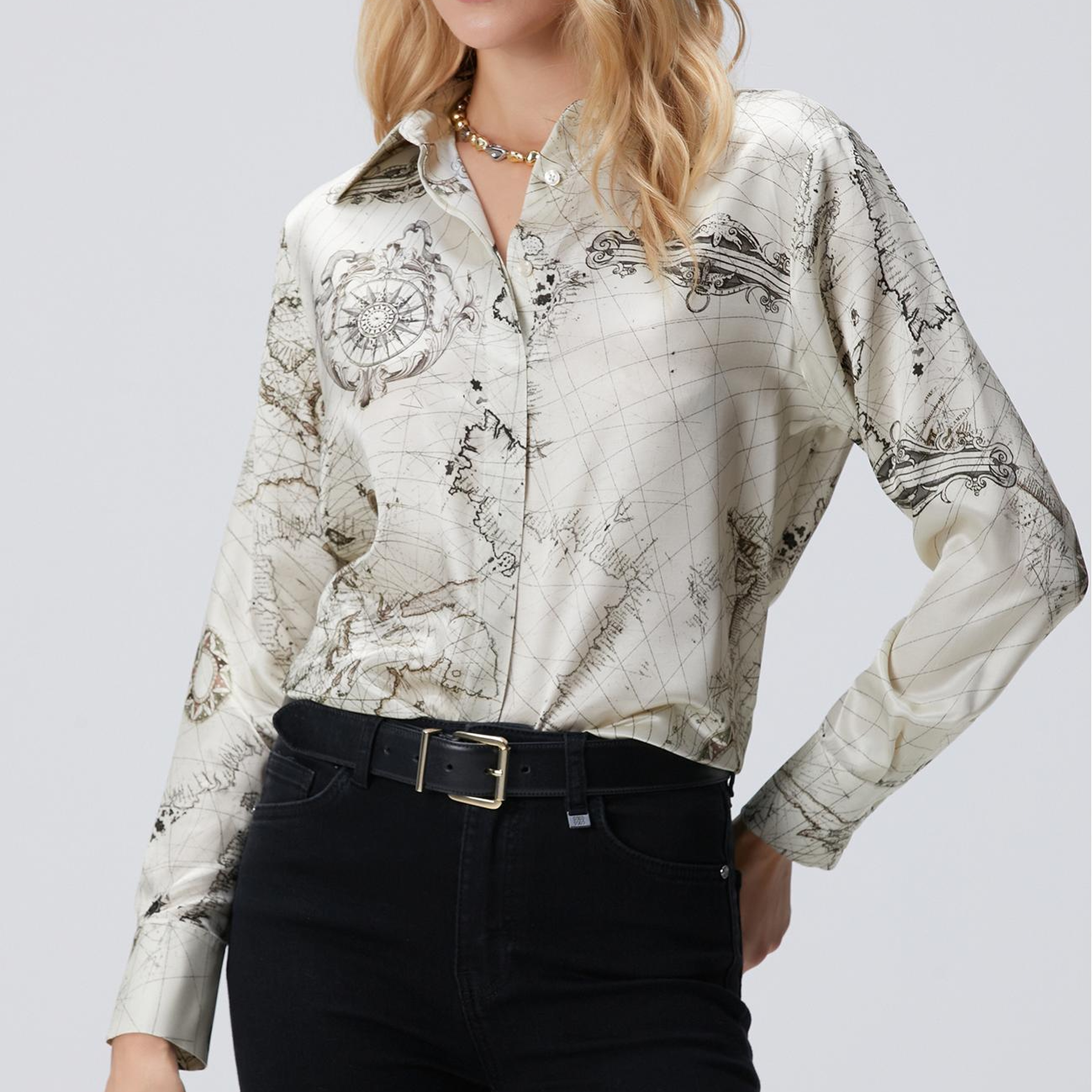 Network Kadın Limited Açık Bej İpek Karışımlı Gömlek