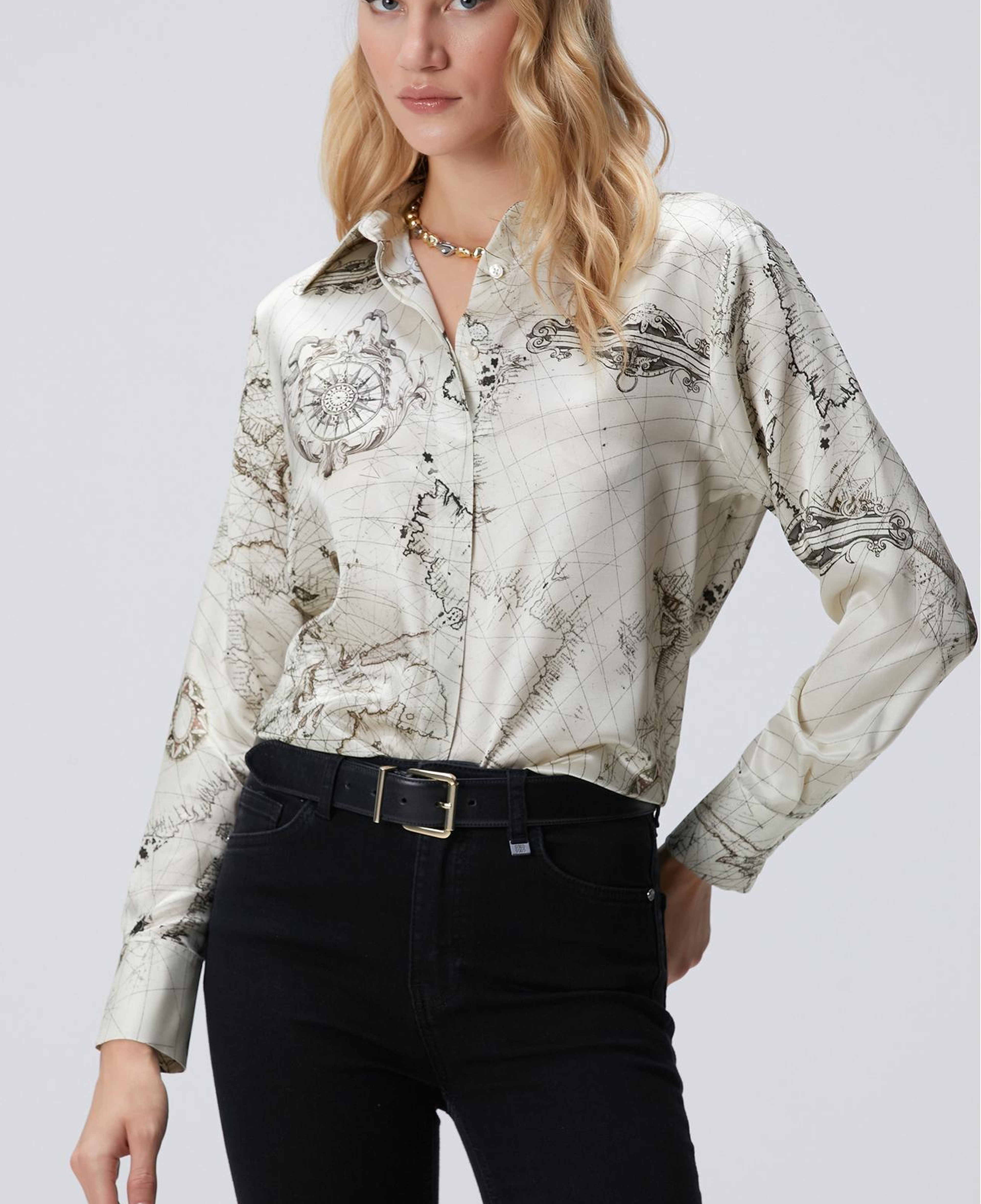 Network Kadın Limited Açık Bej İpek Karışımlı Gömlek