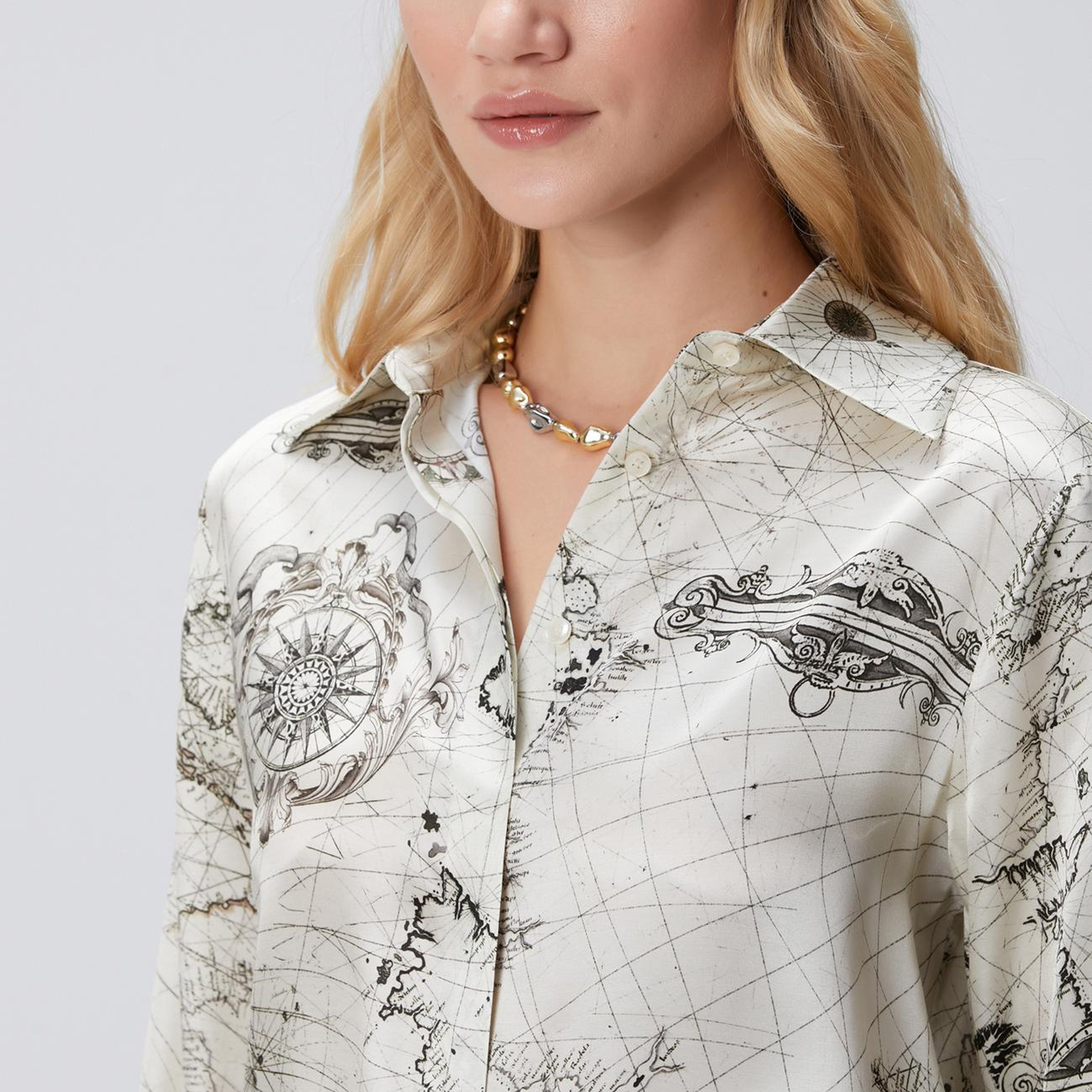 Network Kadın Limited Açık Bej İpek Karışımlı Gömlek