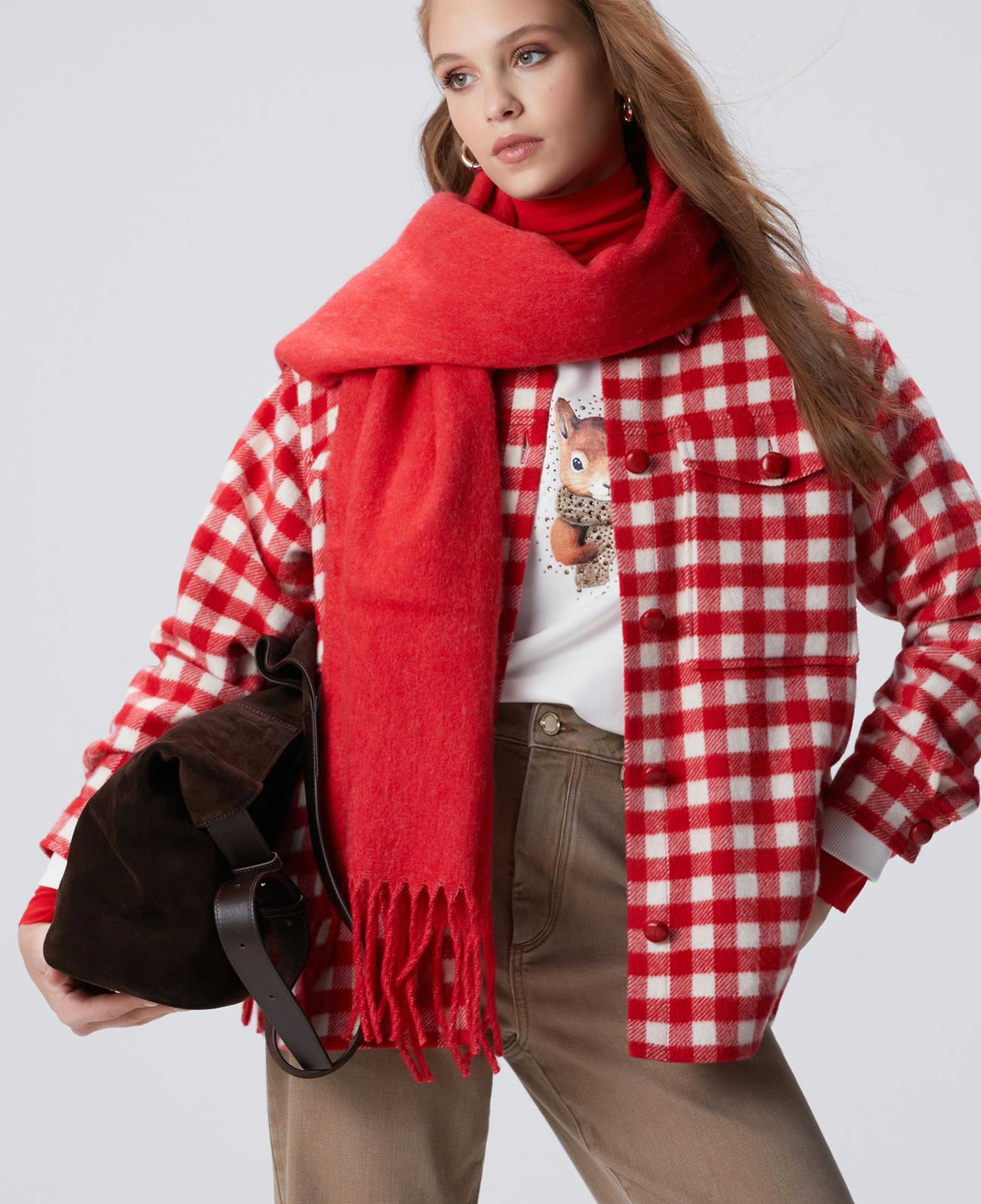 Network Kadın Kırmızı Kareli Dış Gömlek