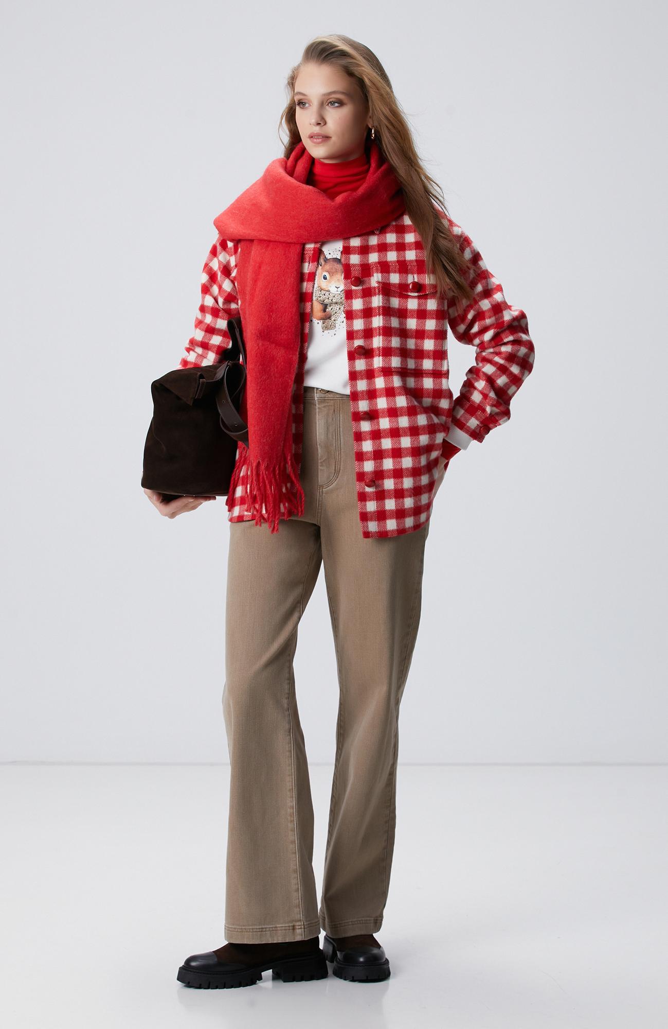 Network Kadın Kırmızı Kareli Dış Gömlek