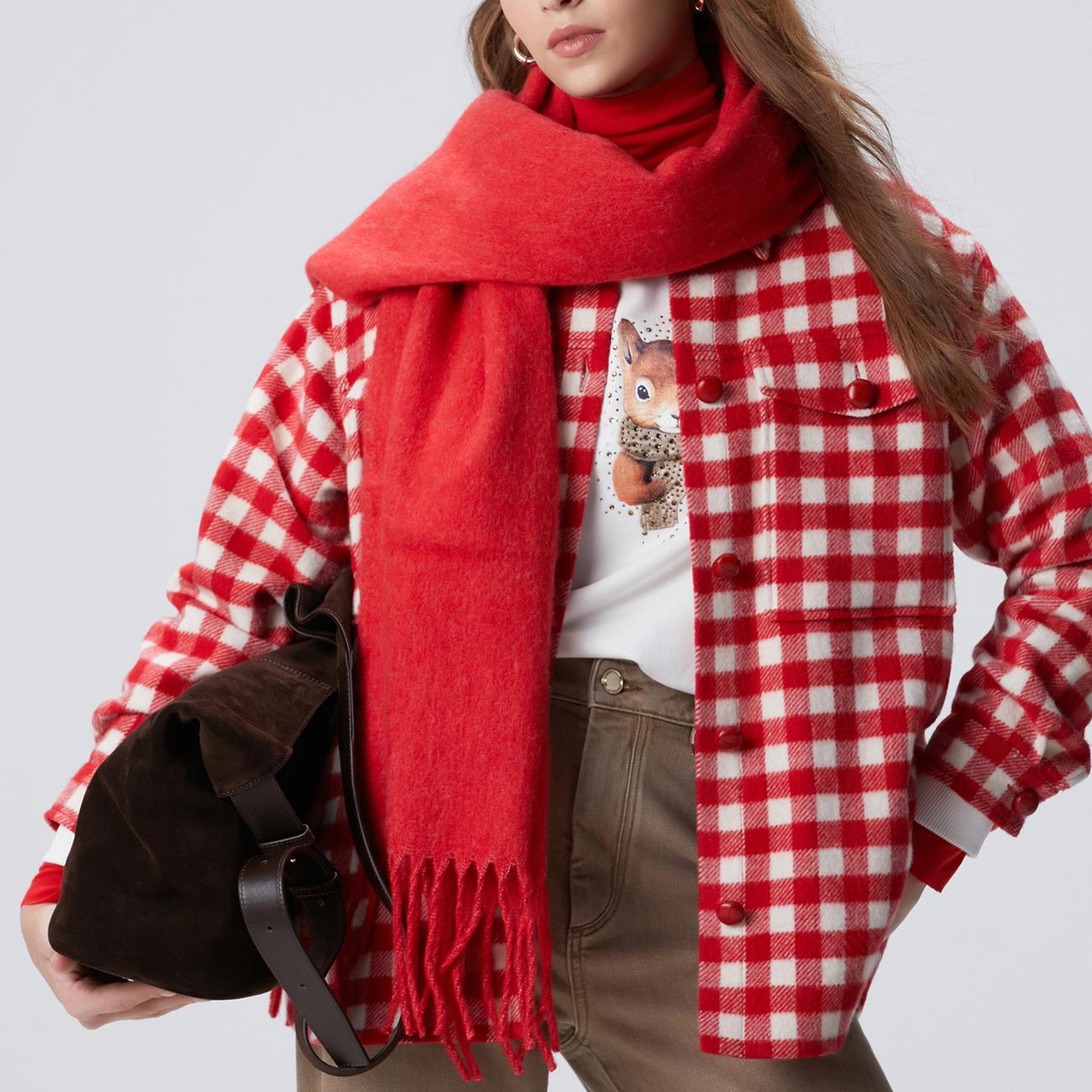 Network Kadın Kırmızı Kareli Dış Gömlek