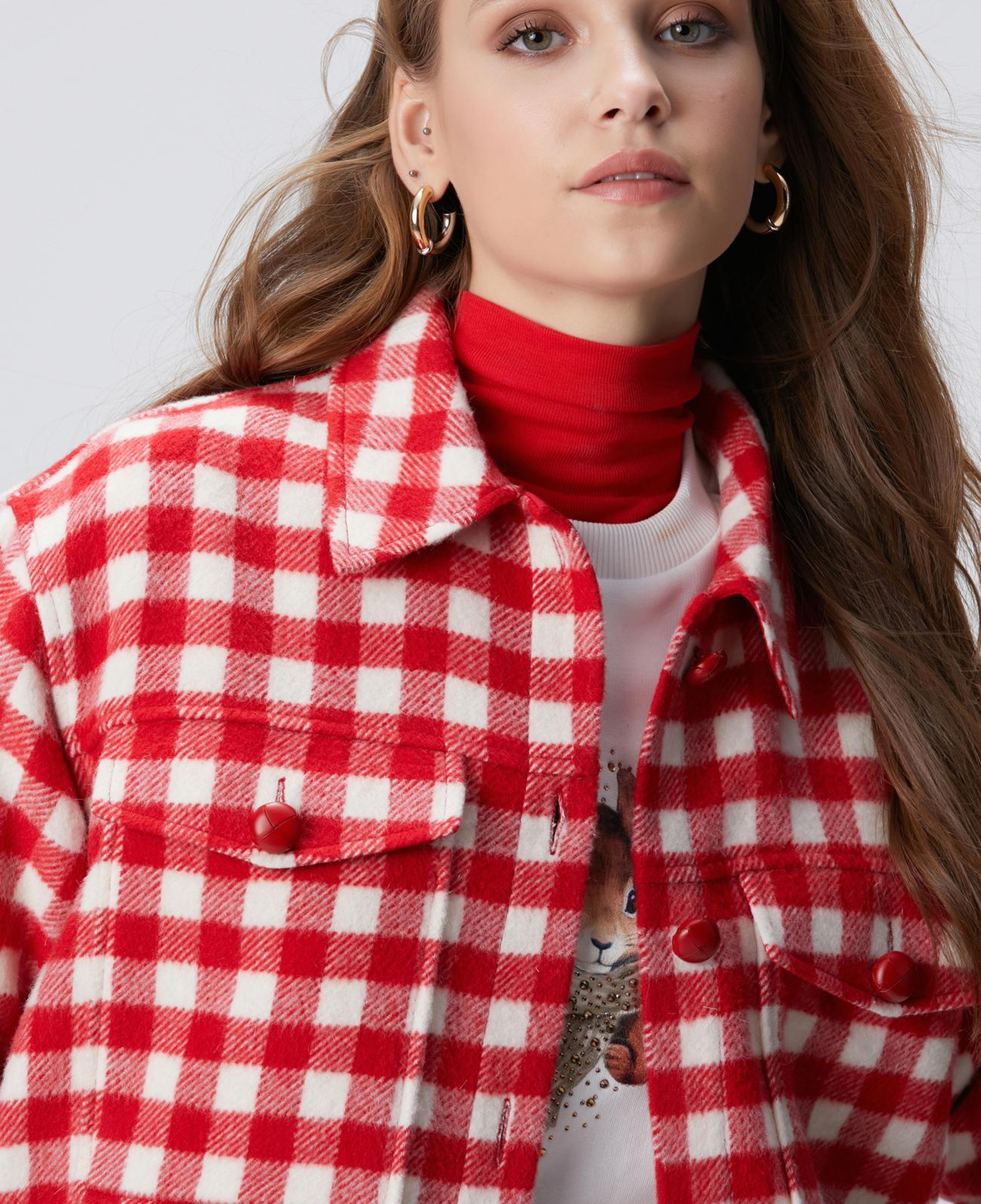 Network Kadın Kırmızı Kareli Dış Gömlek