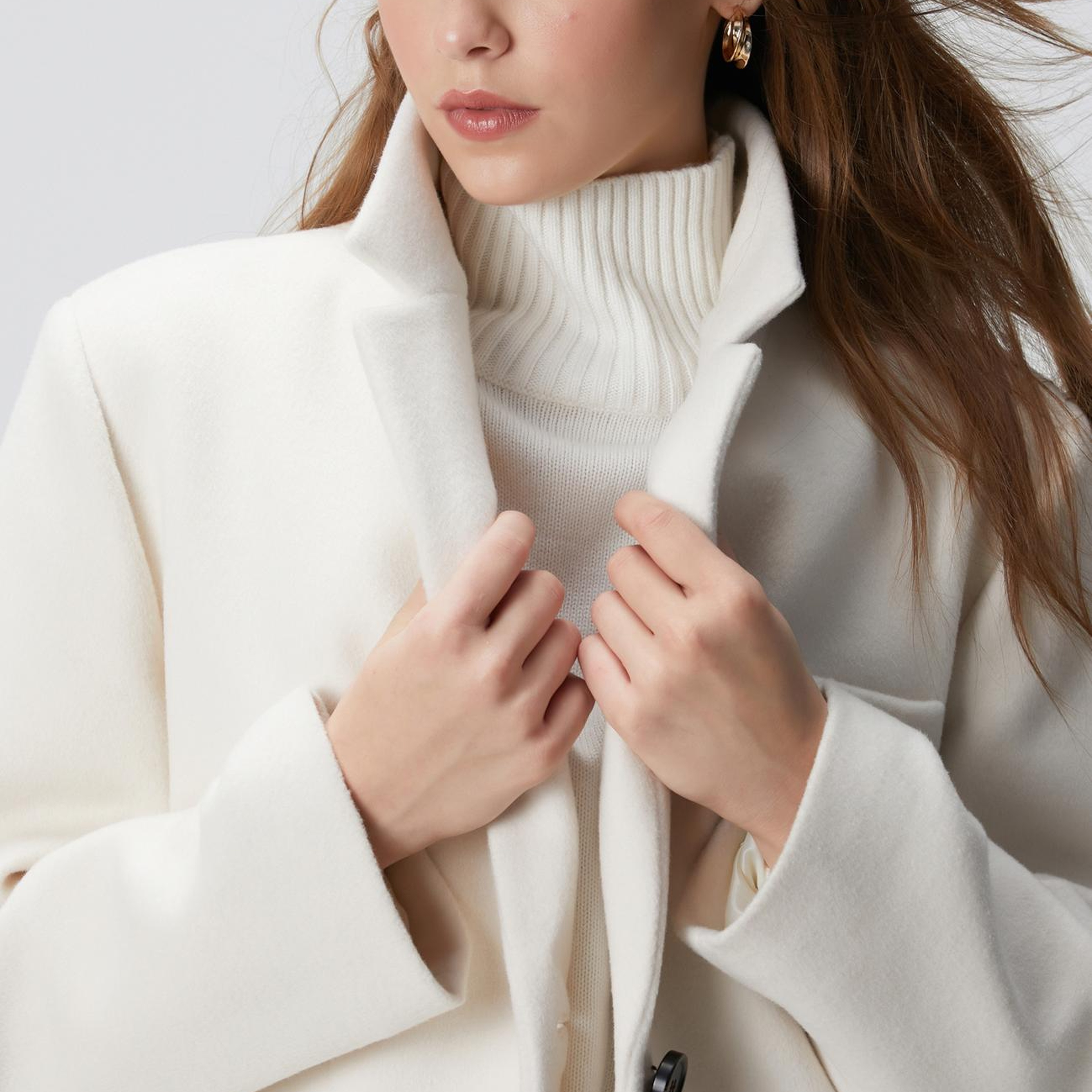 Network Kadın Beyaz Yün Karışımlı Kaban