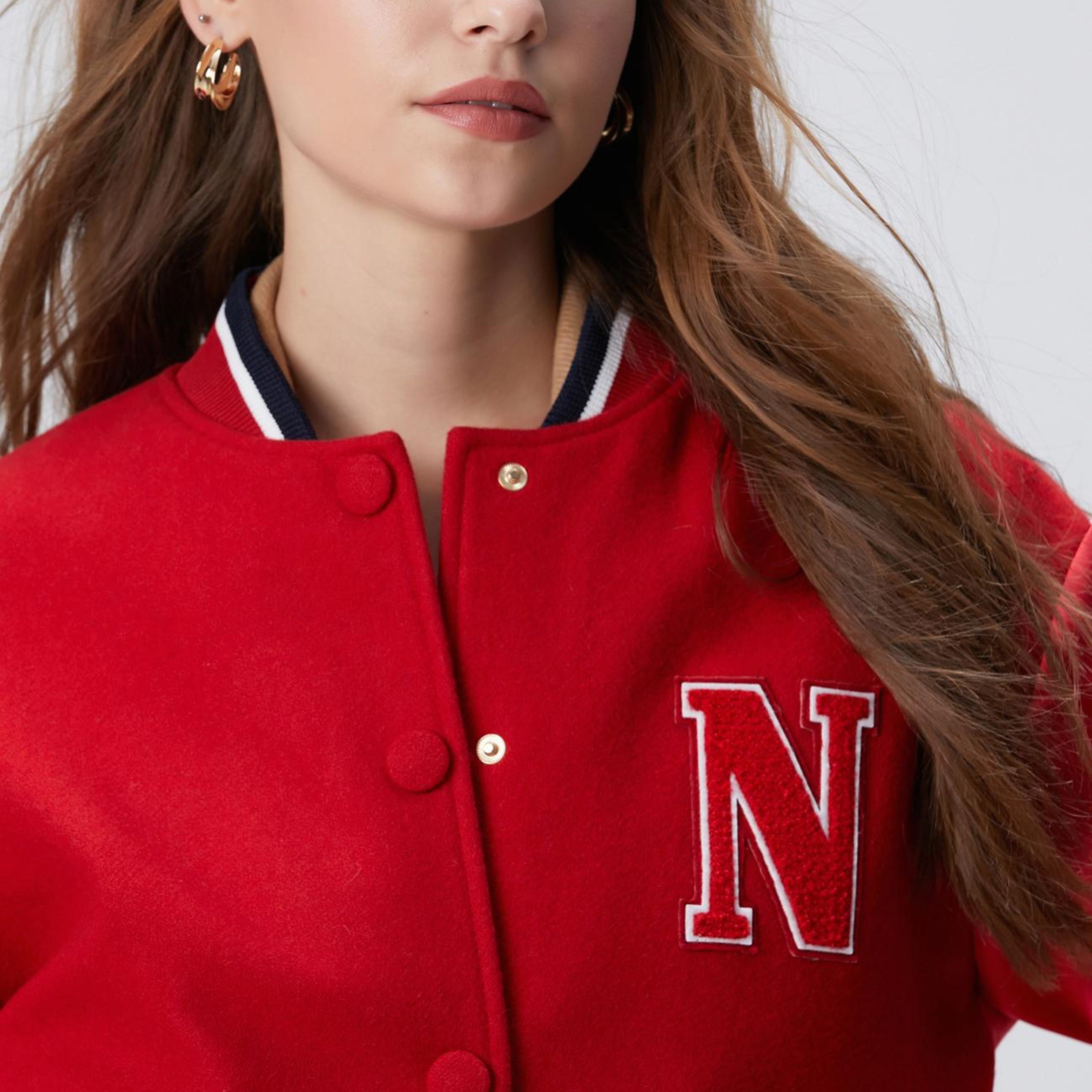 Network Kadın Kırmızı Yün Karışımlı Bomber Mont